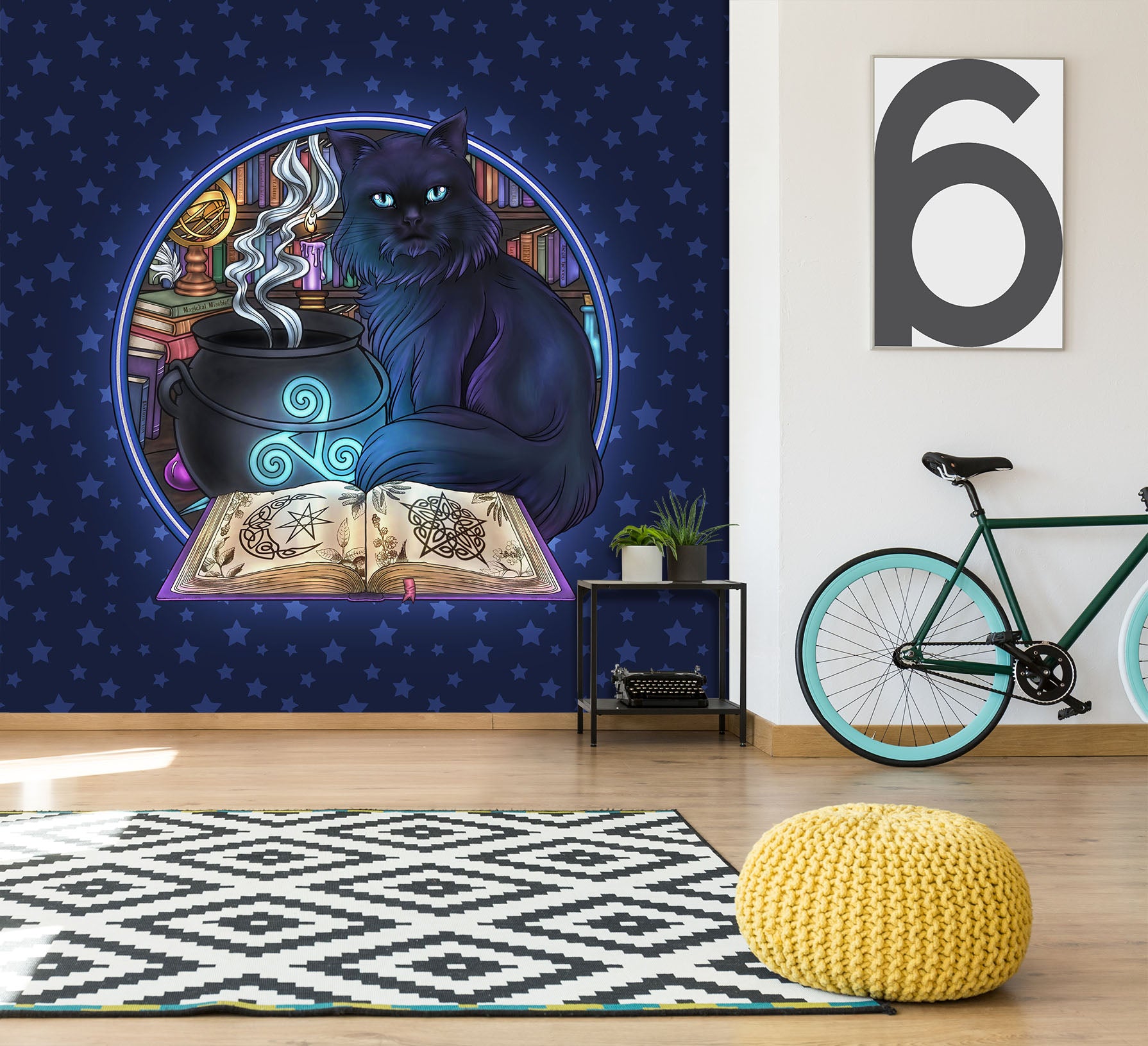 3D Black Cat Jar 8765 Brigid Ashwood Wall Mural Wall Murals