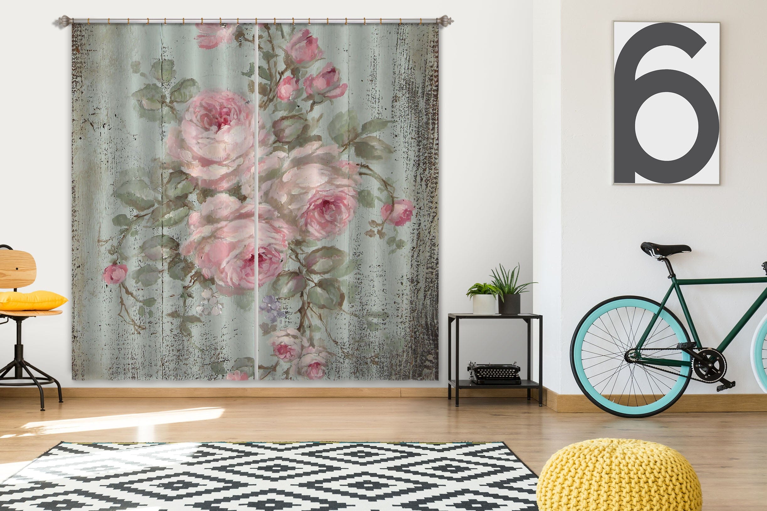 3D Pink Rose 052 Debi Coules Curtain Curtains Drapes Curtains AJ Creativity Home 