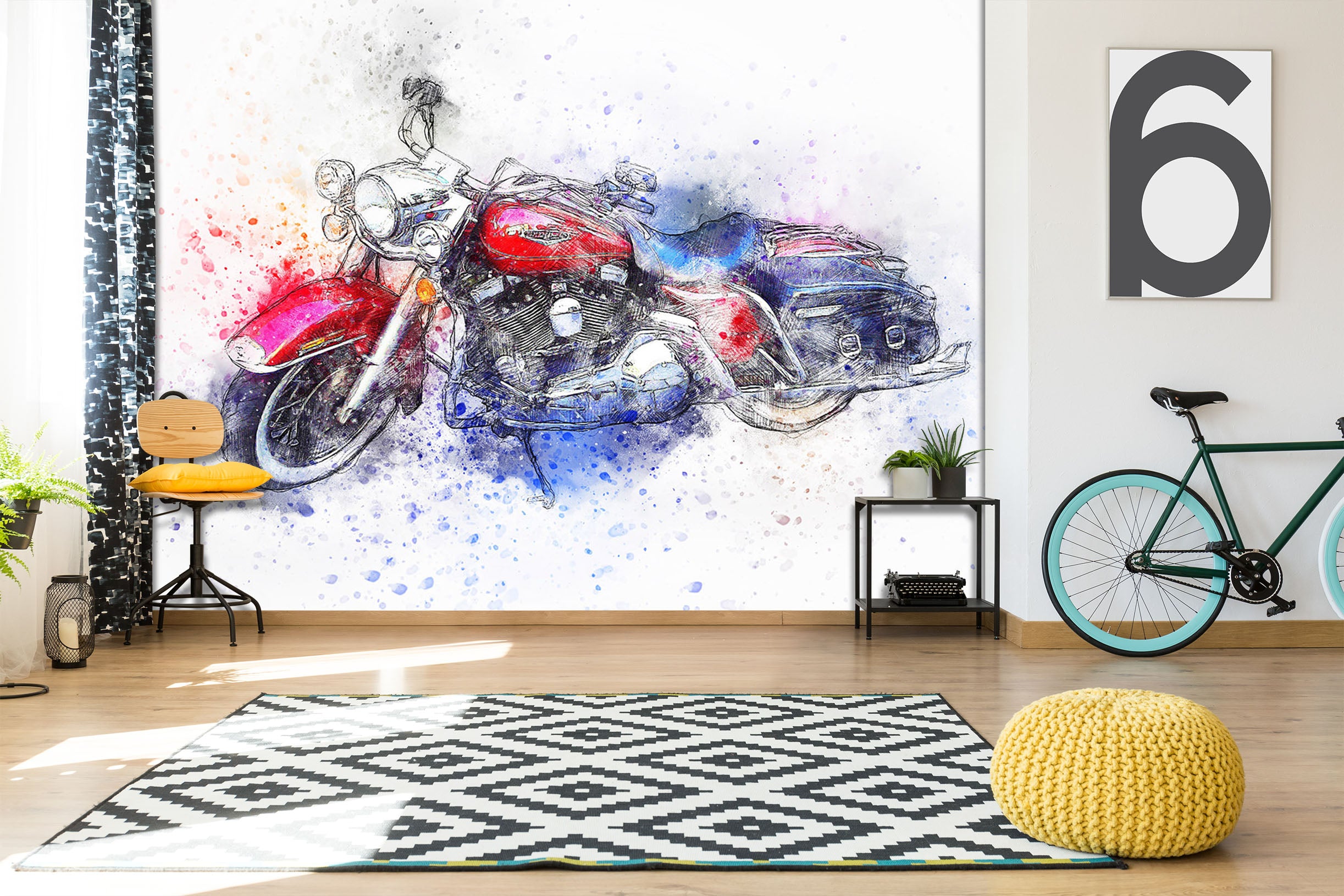 3D Motorcycle Painting 130 Vehicle Wall Murals