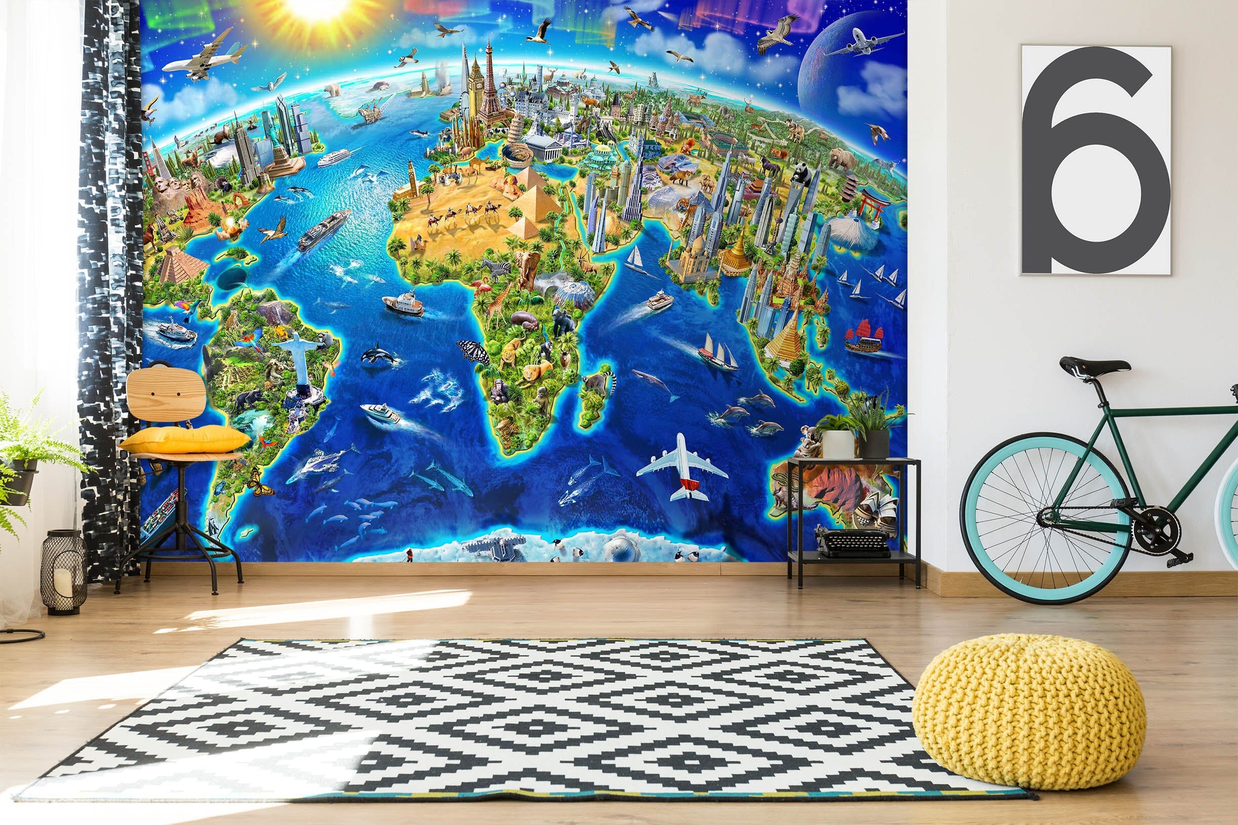 3D World Landmarks Globe 1421 Adrian Chesterman Wall Mural Wall Murals Wallpaper AJ Wallpaper 2 