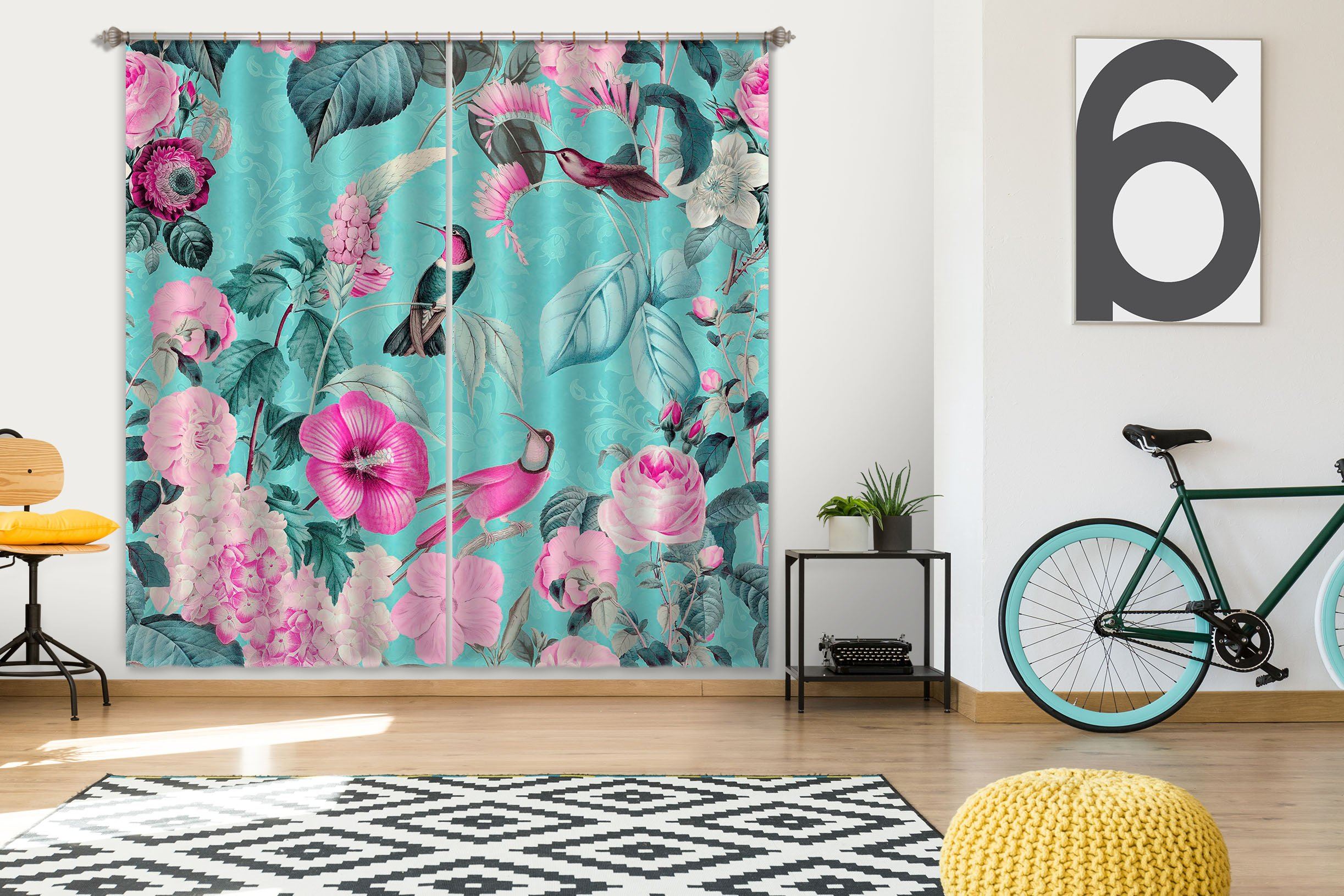 3D Bird And Flower Forest 063 Andrea haase Curtain Curtains Drapes Curtains AJ Creativity Home 