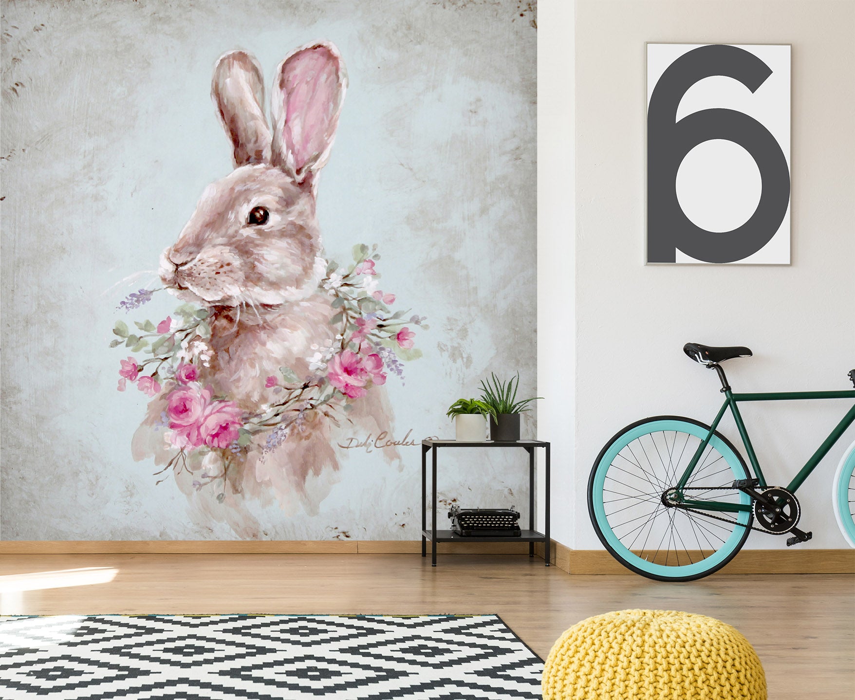 3D Wreath Bunny 3155 Debi Coules Wall Mural Wall Murals