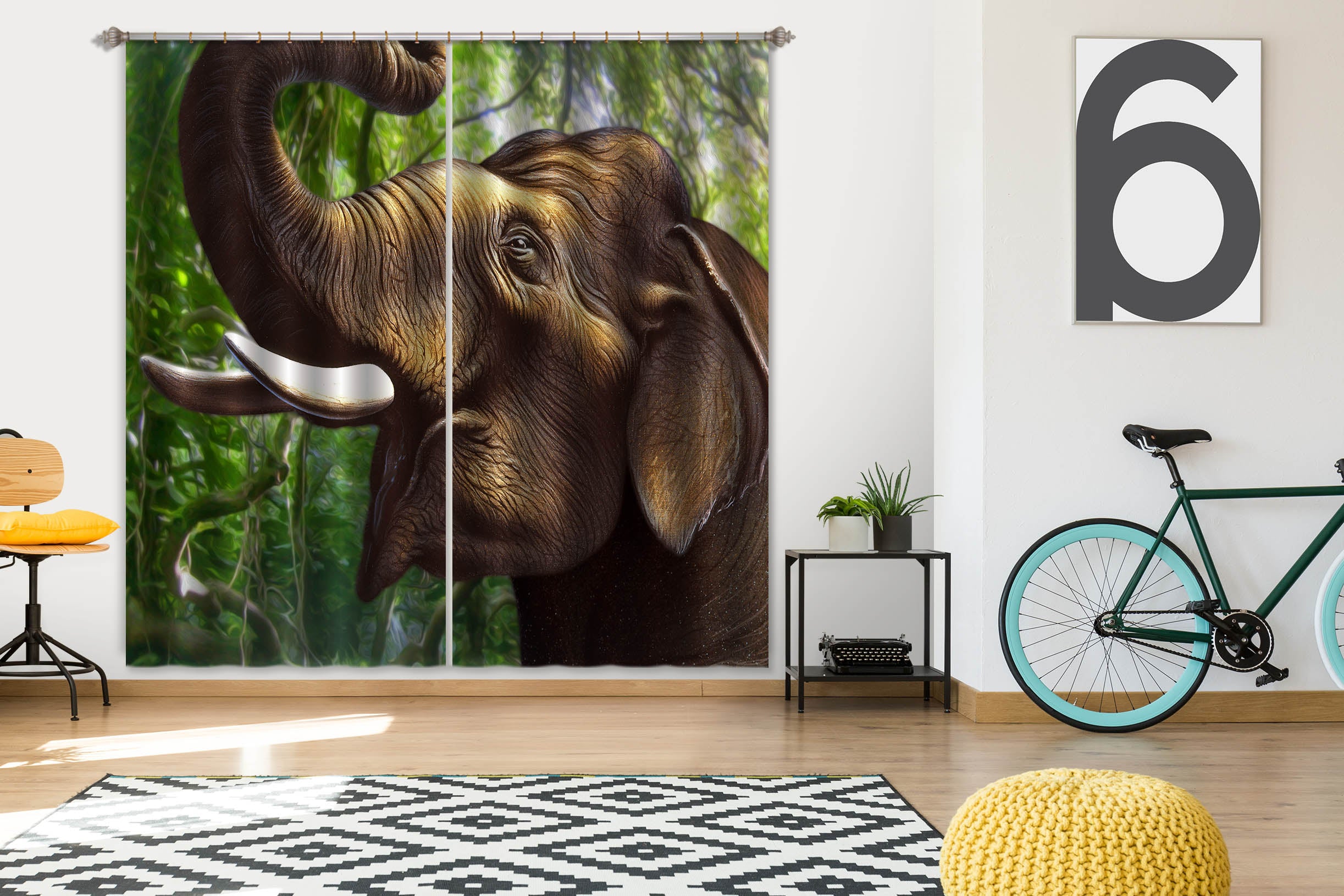 3D Indian Elephant 86056 Jerry LoFaro Curtain Curtains Drapes