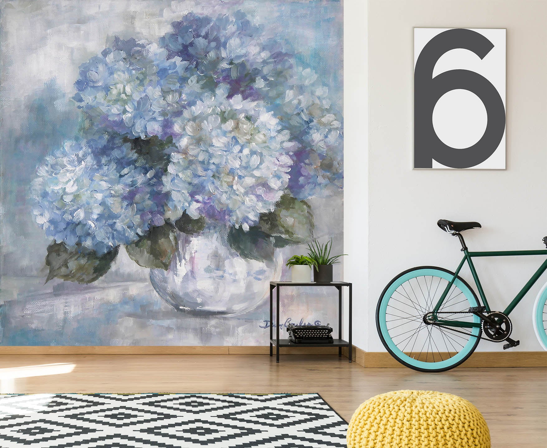 3D Blue Ball Flowerpot 3172 Debi Coules Wall Mural Wall Murals