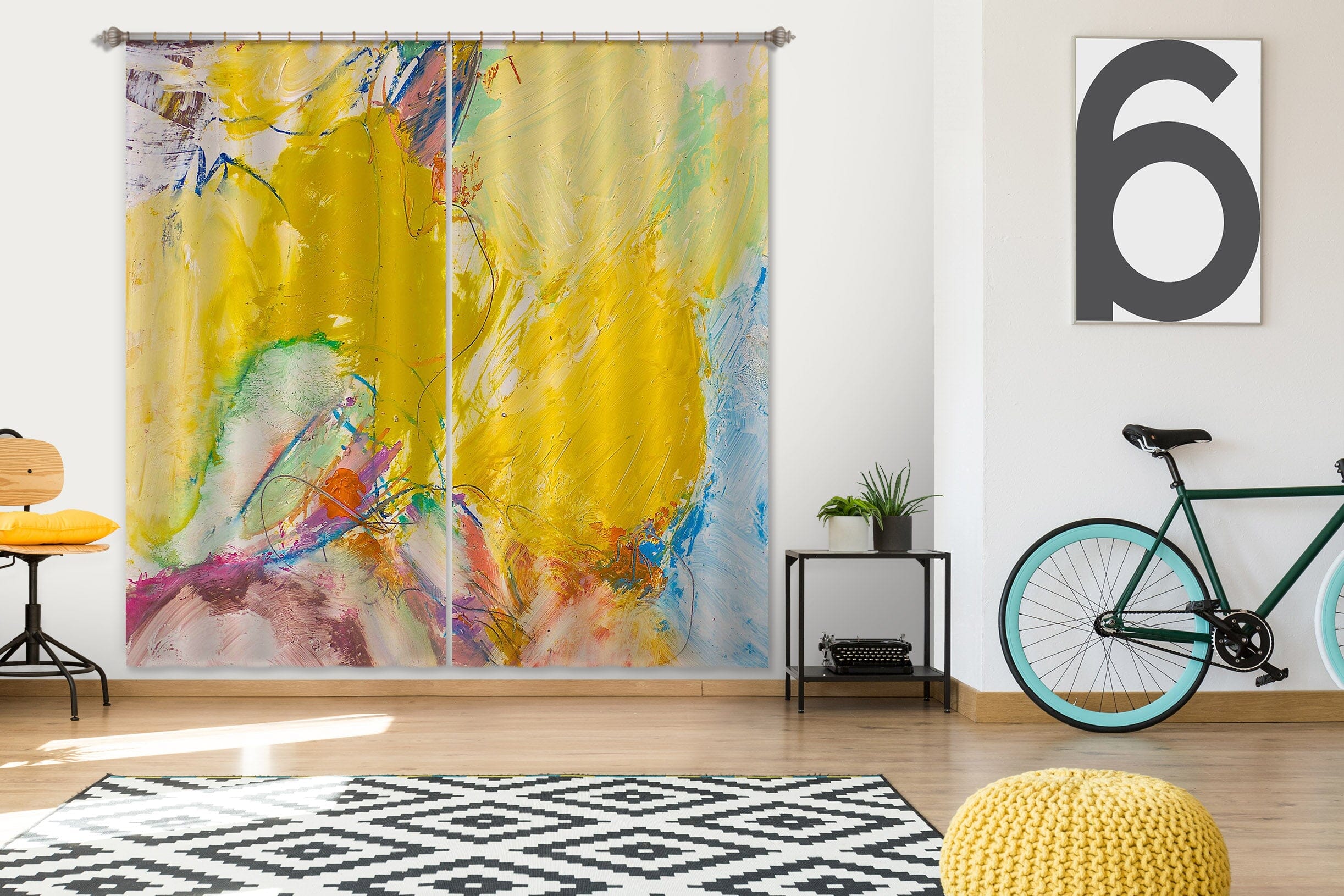 3D Yellow Graffiti 177 Allan P. Friedlander Curtain Curtains Drapes Curtains AJ Creativity Home 