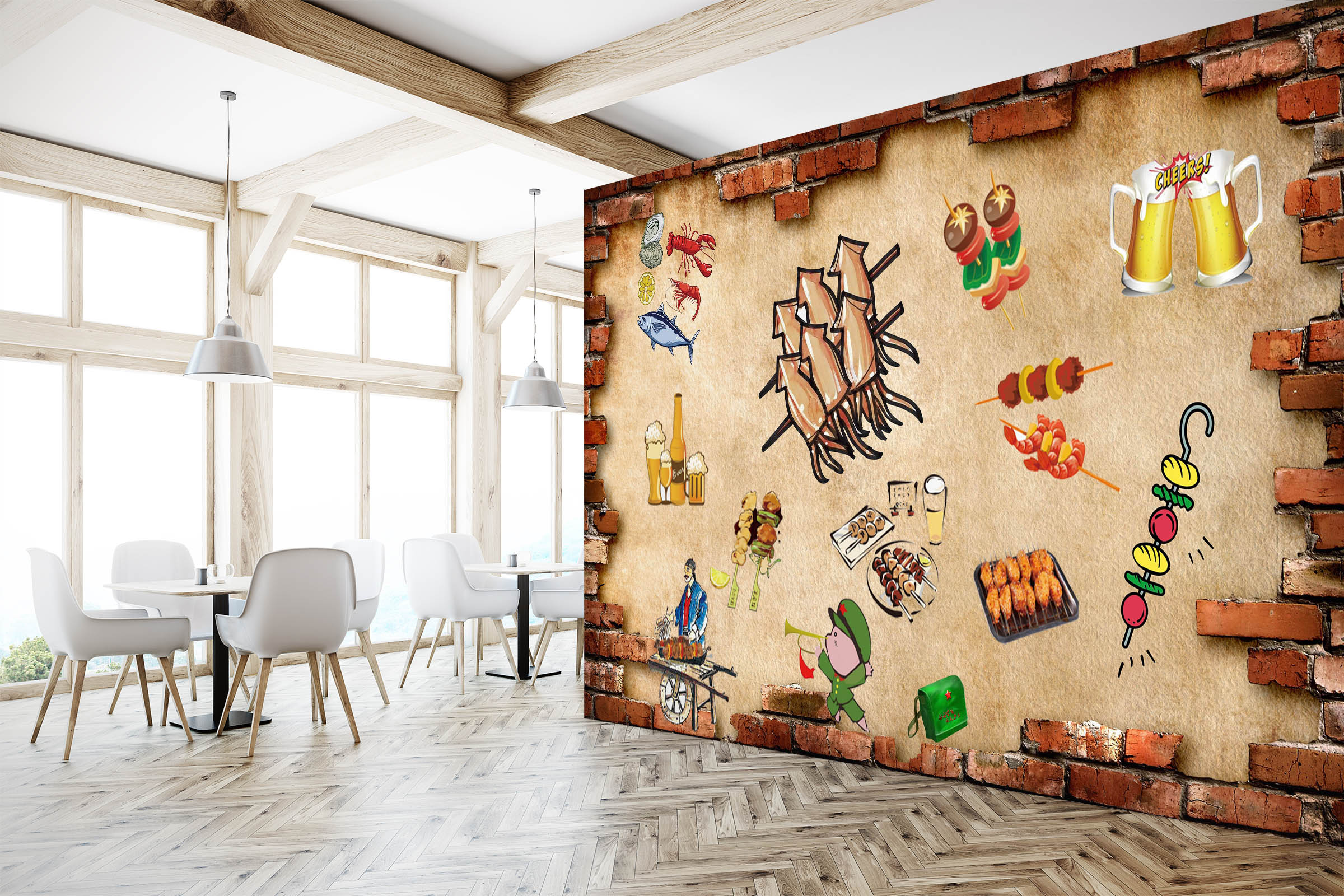 3D Barbecue Beer 3029 Wall Murals