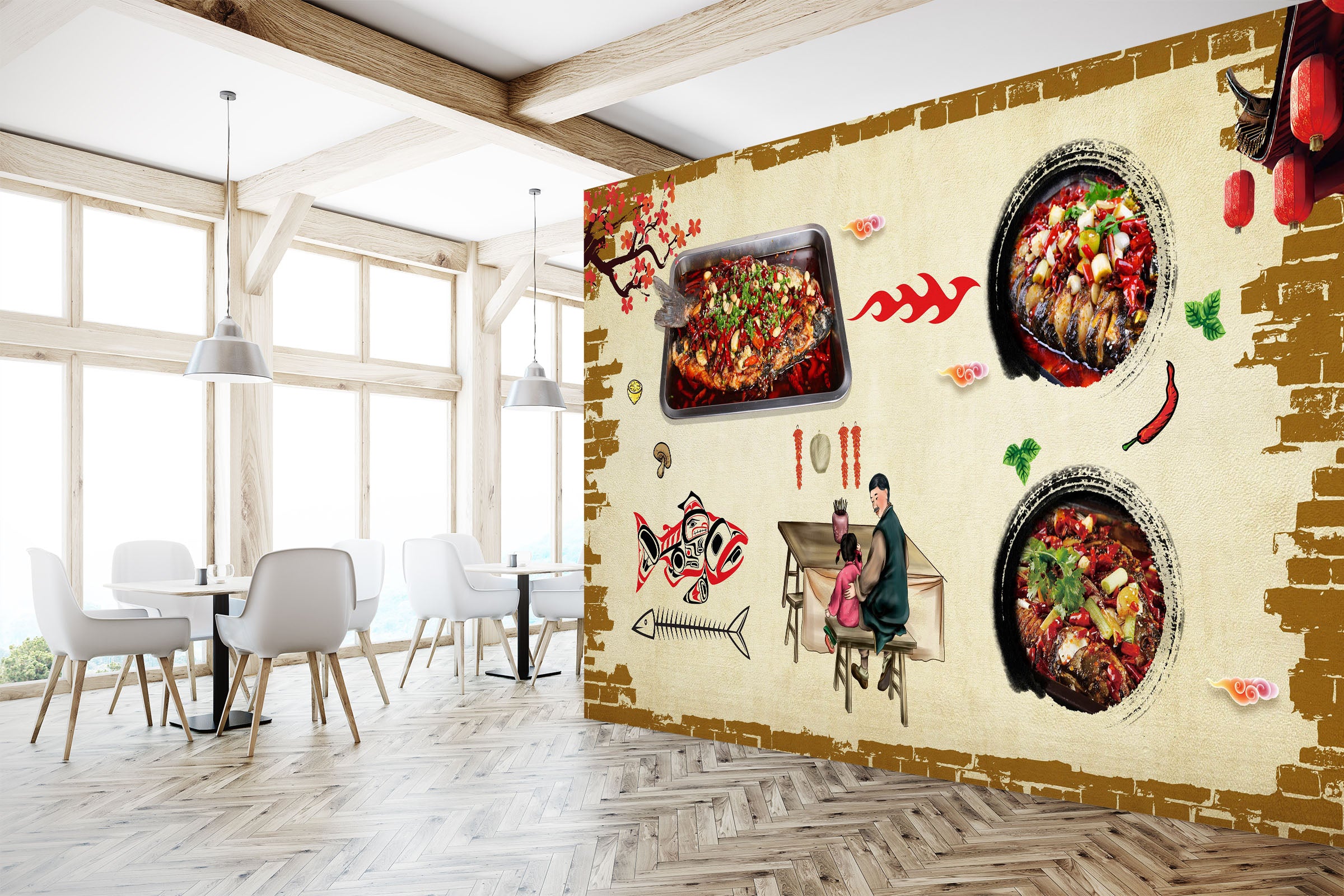 3D Grilled Fish 3026 Wall Murals