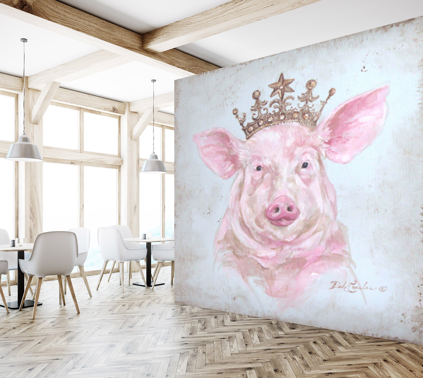 3D Pig Crown 3161 Debi Coules Wall Mural Wall Murals