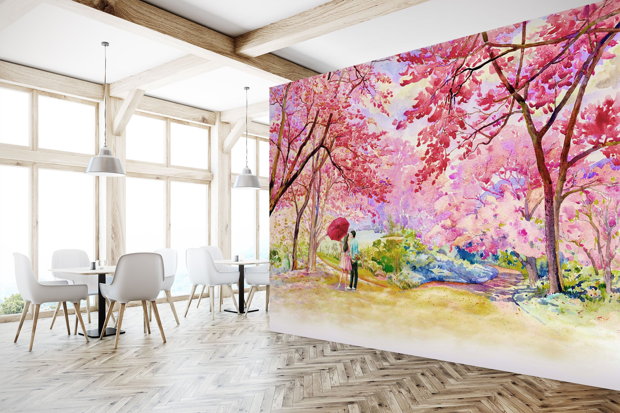 3D Pink Cherry Blossoms 2052 Wall Murals