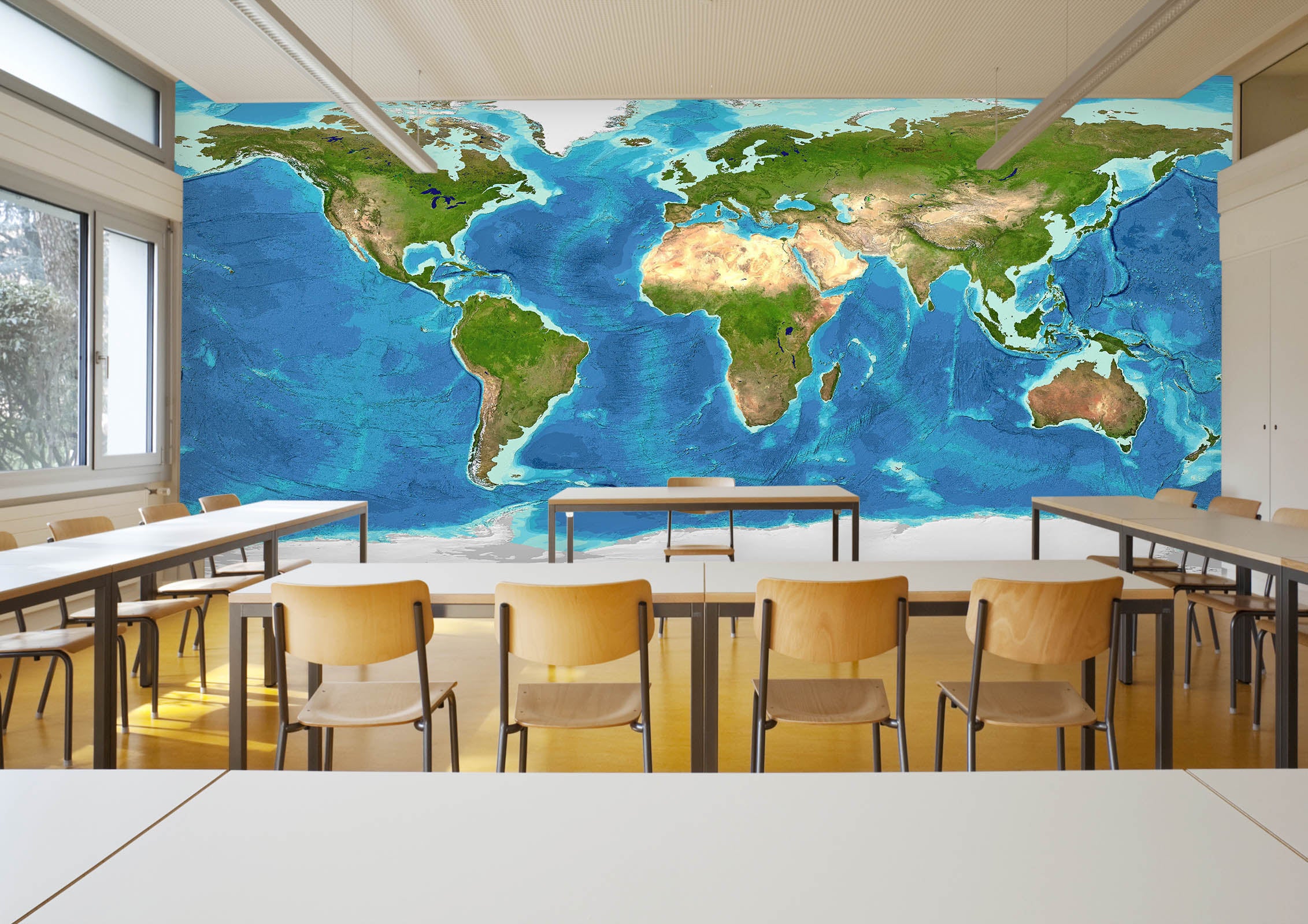 3D Sea Island 2147 World Map Wall Murals