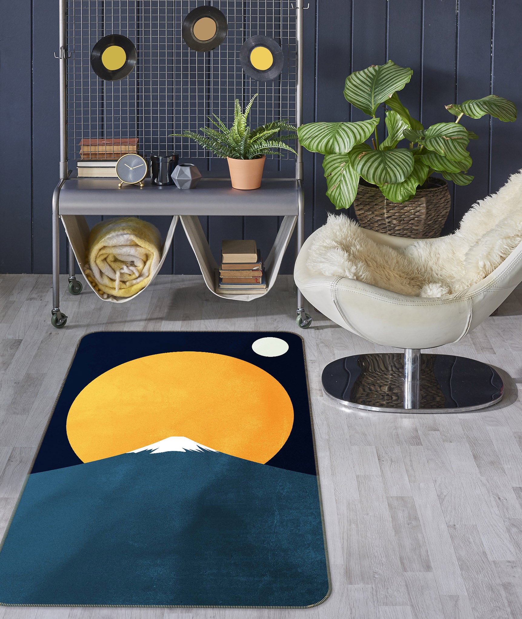 3D Yellow Moon Mountain 1053 Boris Draschoff Rug Non Slip Rug Mat