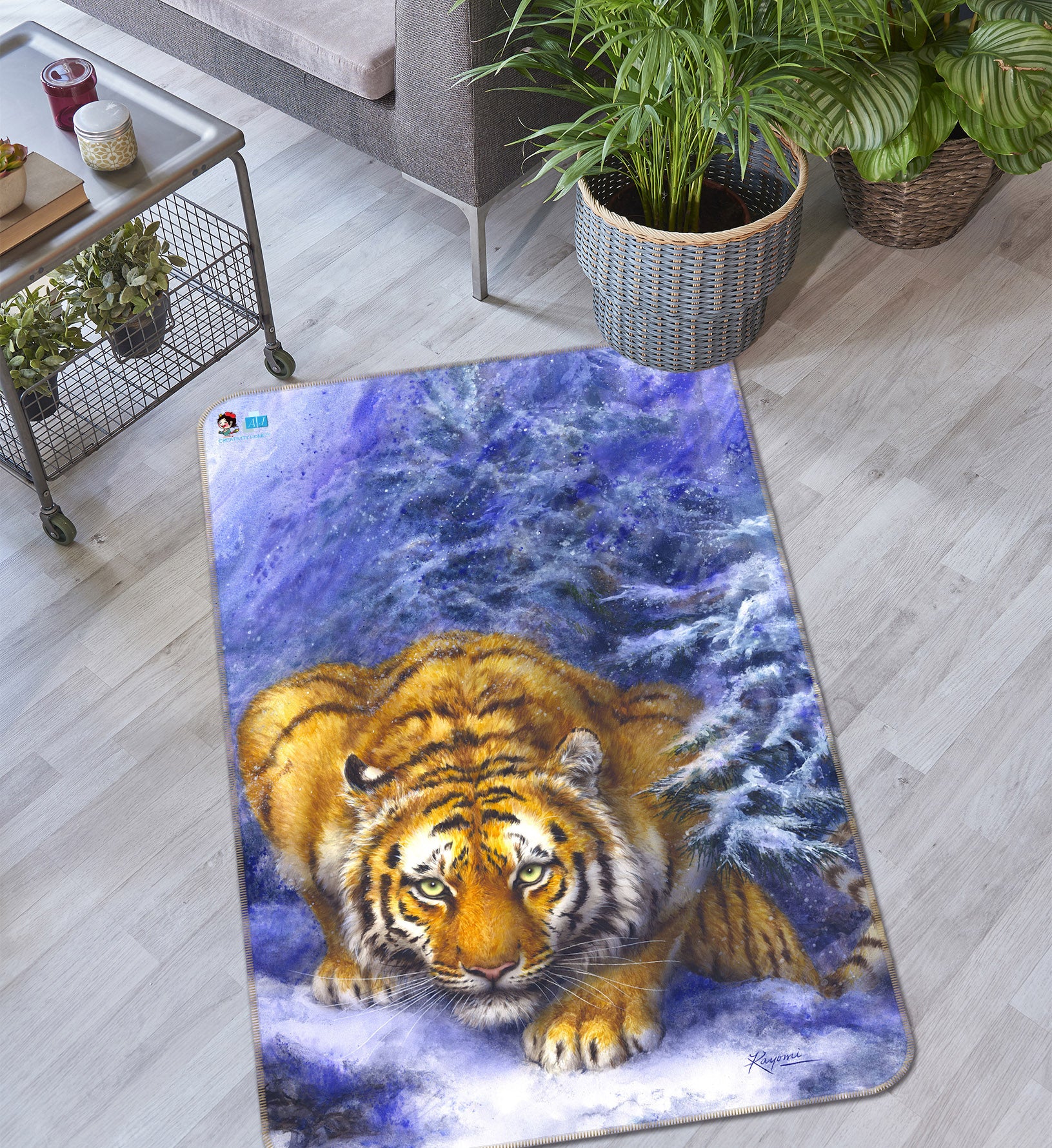 3D Hand Drawn Tiger 5707 Kayomi Harai Rug Non Slip Rug Mat