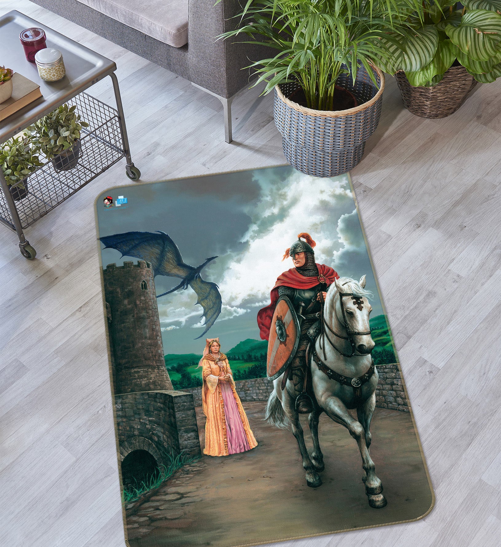 3D Princess Knight 6002 Ciruelo Rug Non Slip Rug Mat