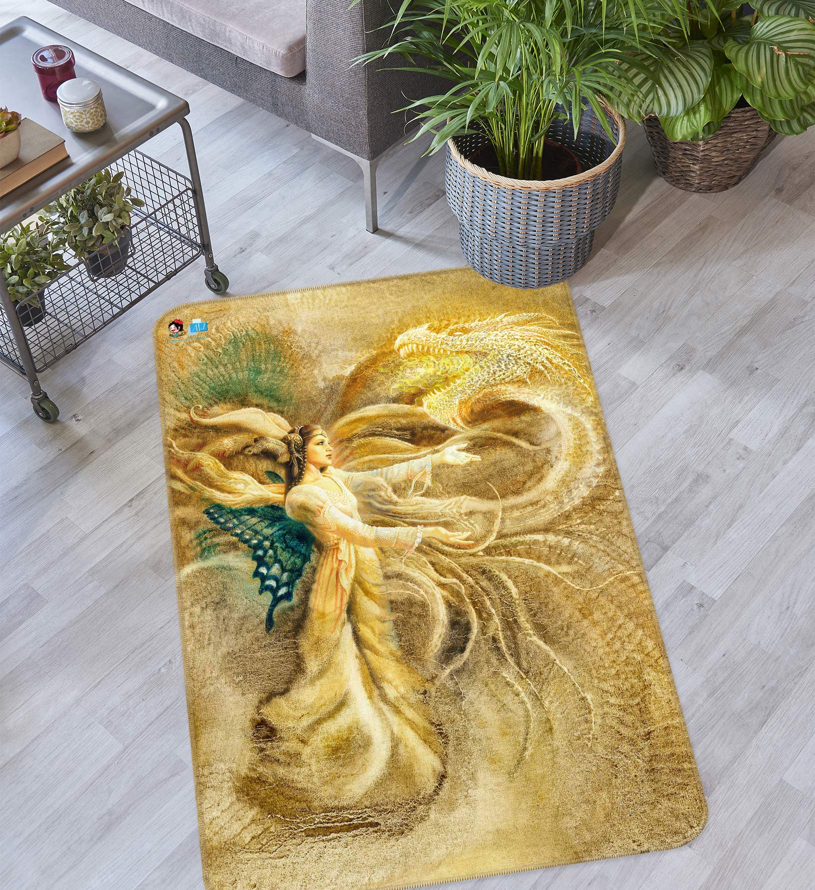 3D Butterfly Wings Golden Girl 6049 Ciruelo Rug Non Slip Rug Mat