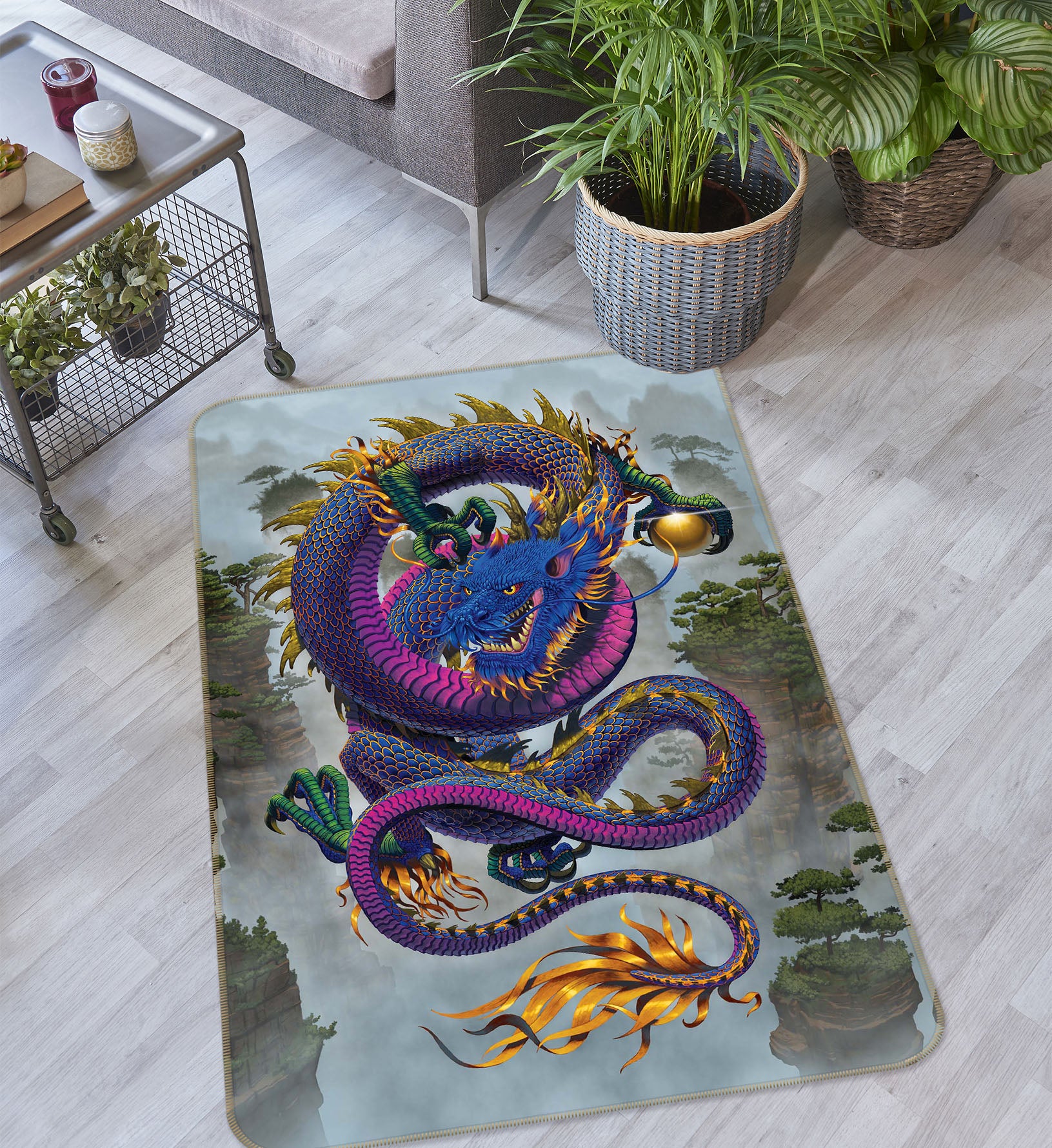 3D Purple Dragon 84227 Vincent Hie Rug Non Slip Rug Mat