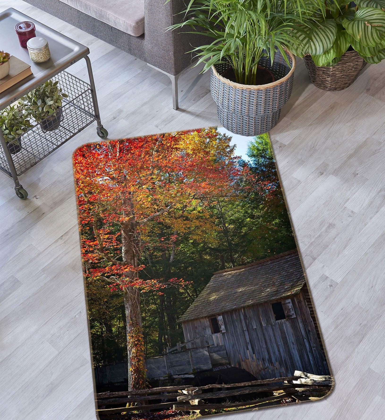 3D Autumn Hut 1134 Kathy Barefield Rug Non Slip Rug Mat Mat AJ Creativity Home 