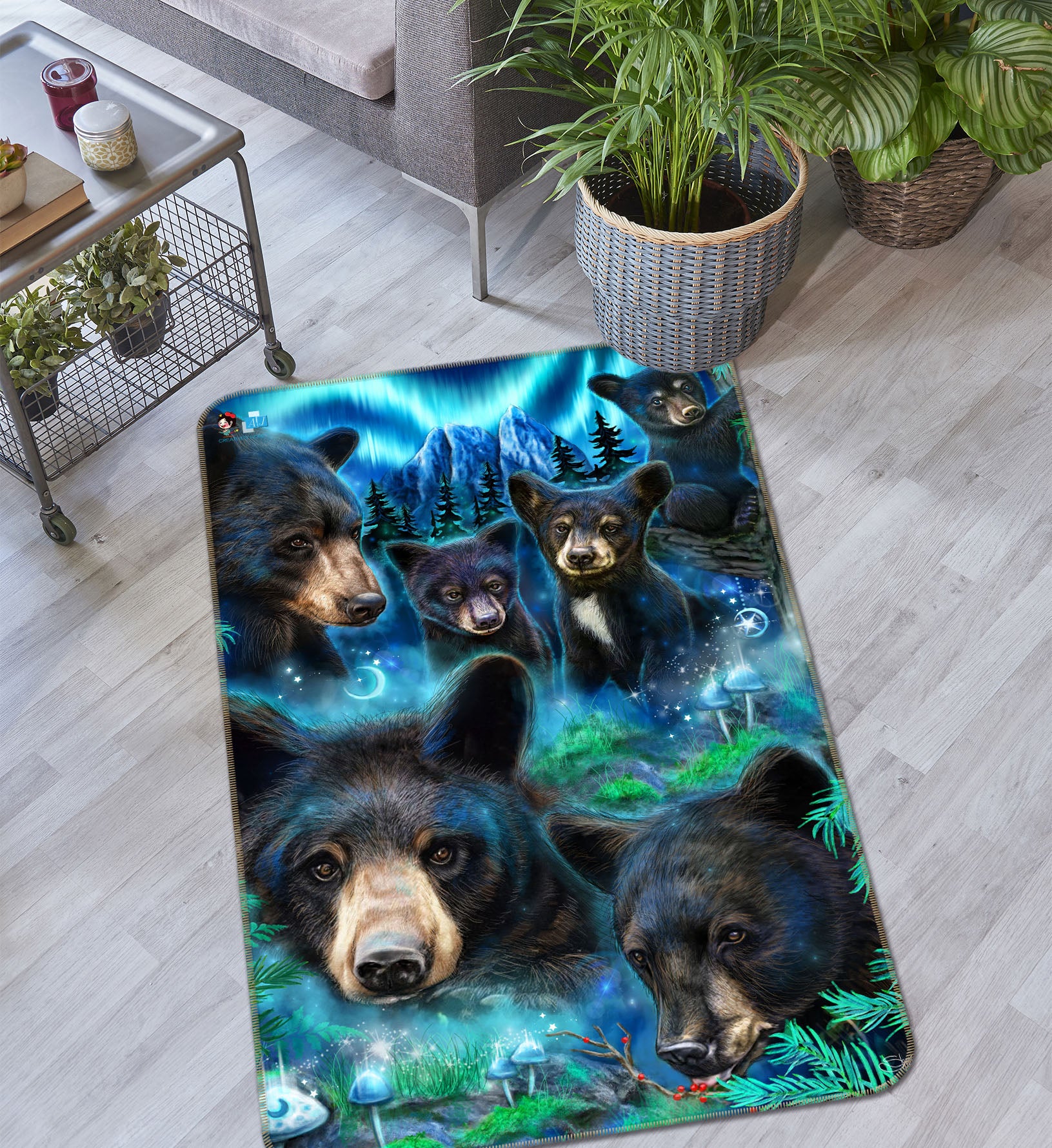 3D Back Bear 8540 Sheena Pike Rug Non Slip Rug Mat