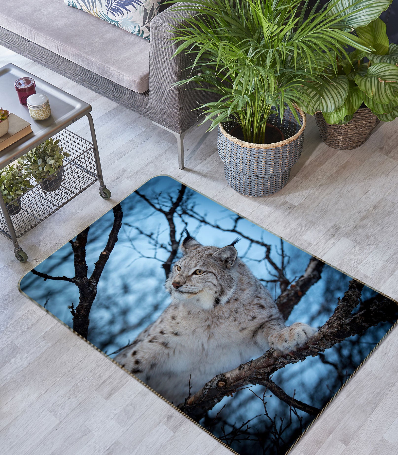 3D White Tiger Branch 38151 Animal Non Slip Rug Mat