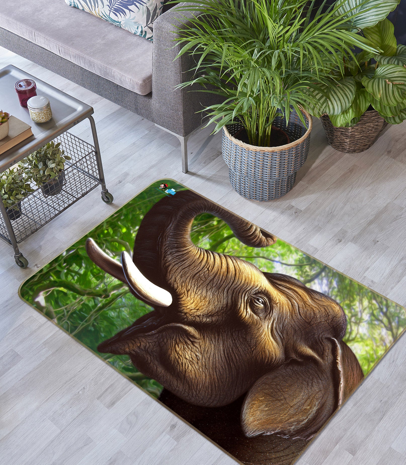 3D Indian Elephant 85056 Jerry LoFaro Rug Non Slip Rug Mat