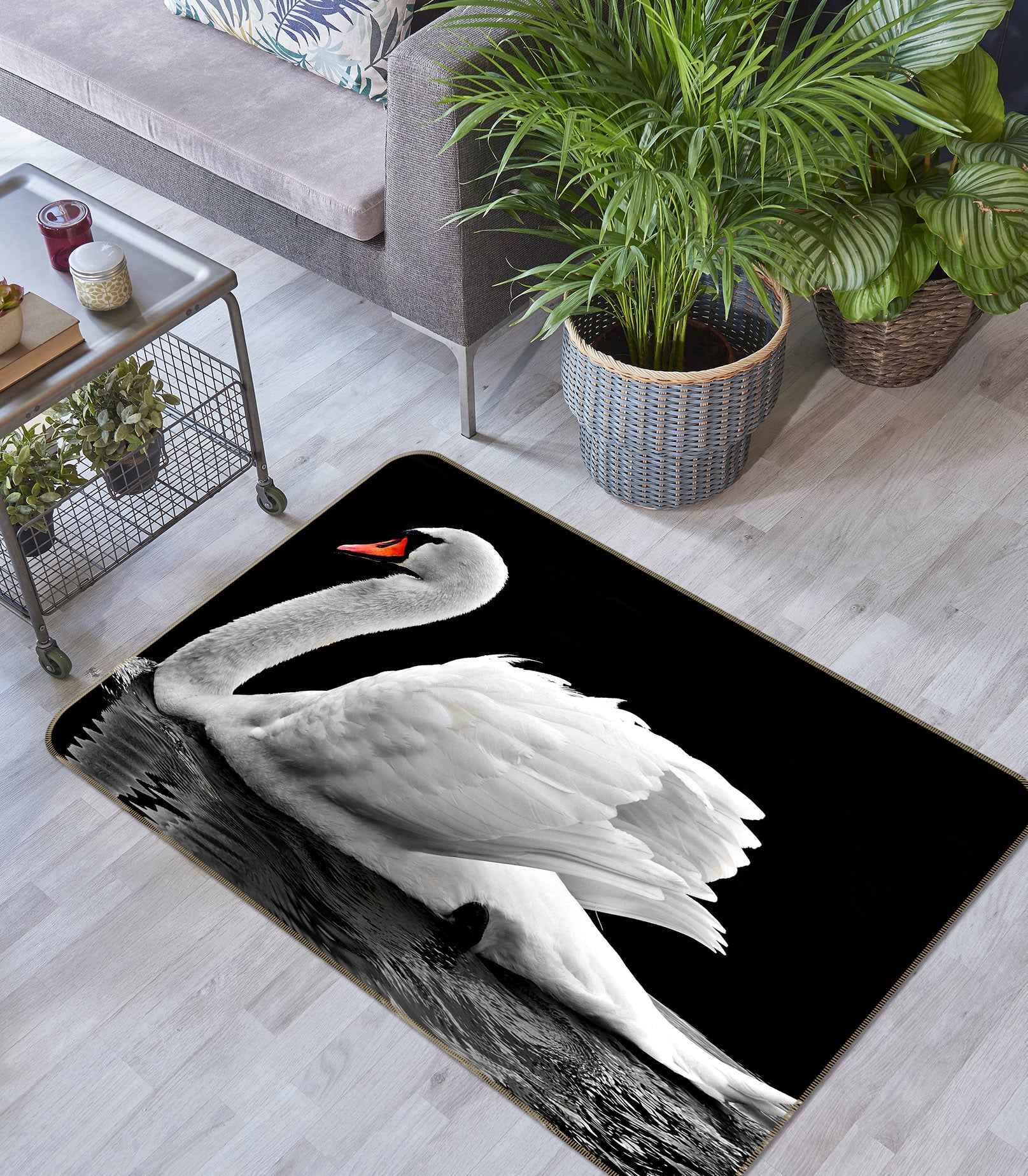 3D White Swan 69023 Animal Non Slip Rug Mat