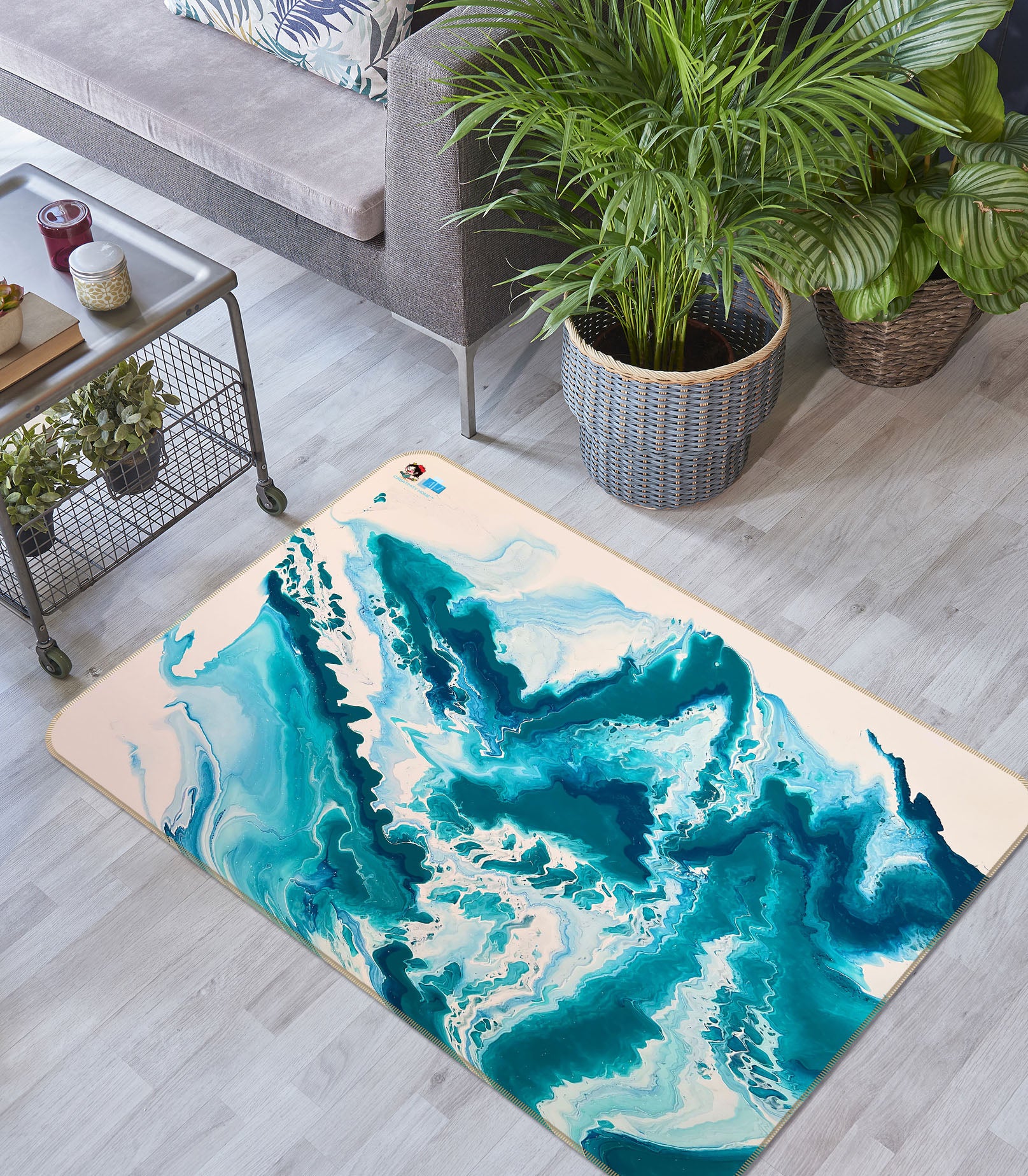 3D Blue Watercolor Mountains 4110 Skromova Marina Rug Non Slip Rug Mat