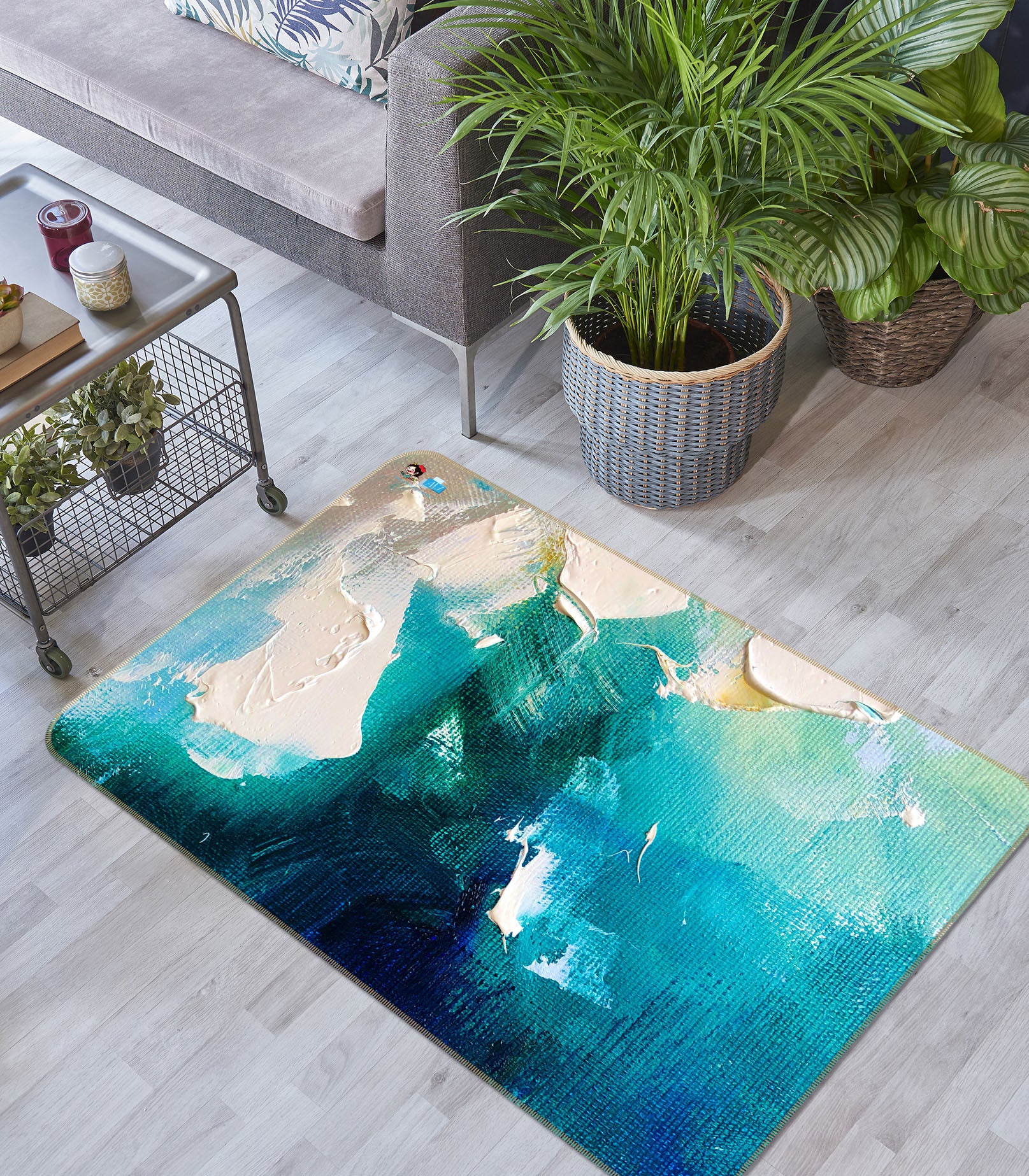 3D Blue Oil Painting 1237 Skromova Marina Rug Non Slip Rug Mat