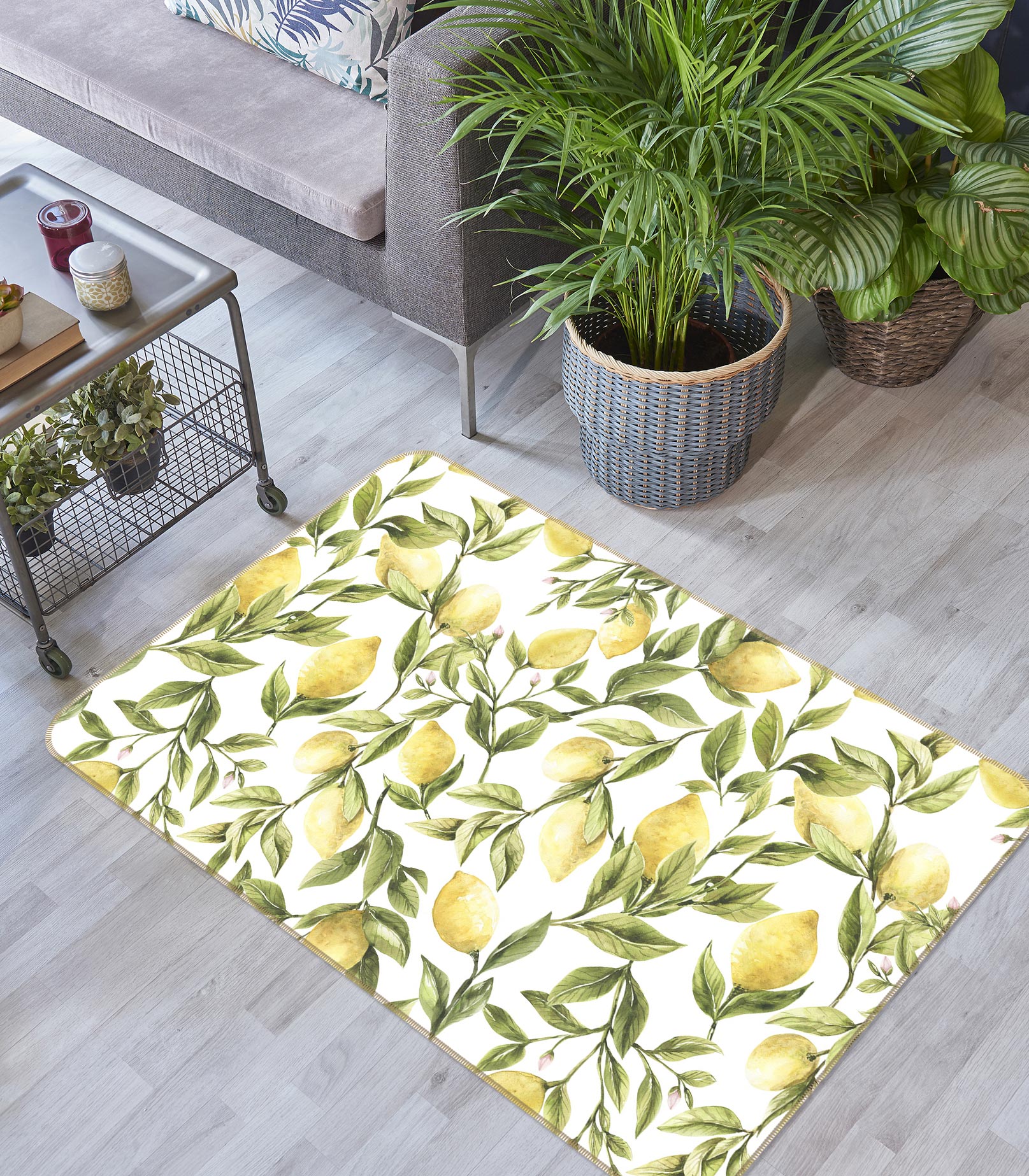 3D Lemon Leaves 089 Uta Naumann Rug Non Slip Rug Mat