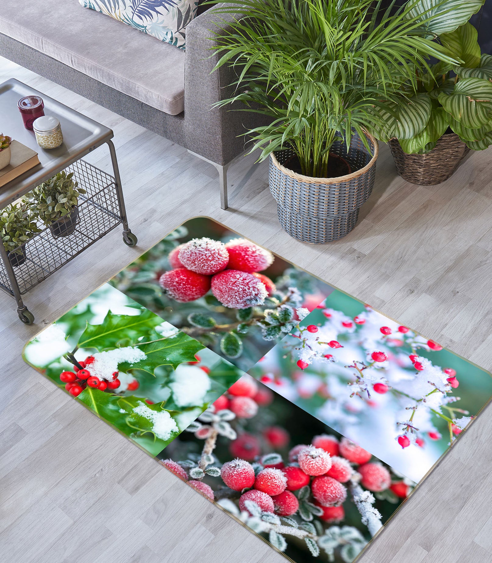 3D Snow Hawthorn 3035 Assaf Frank Rug Non Slip Rug Mat