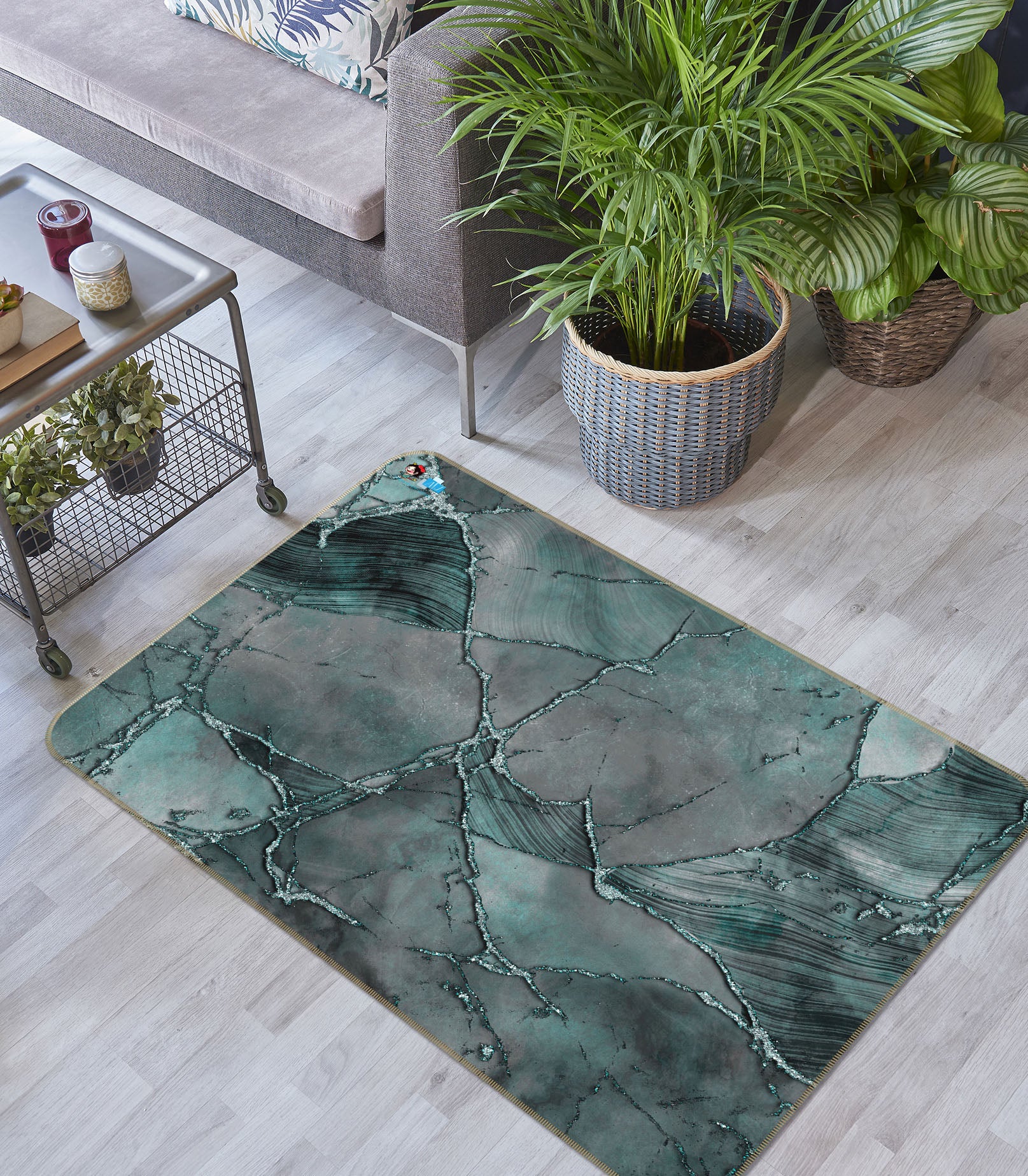 3D Green Block 83036 Andrea haase Rug Non Slip Rug Mat