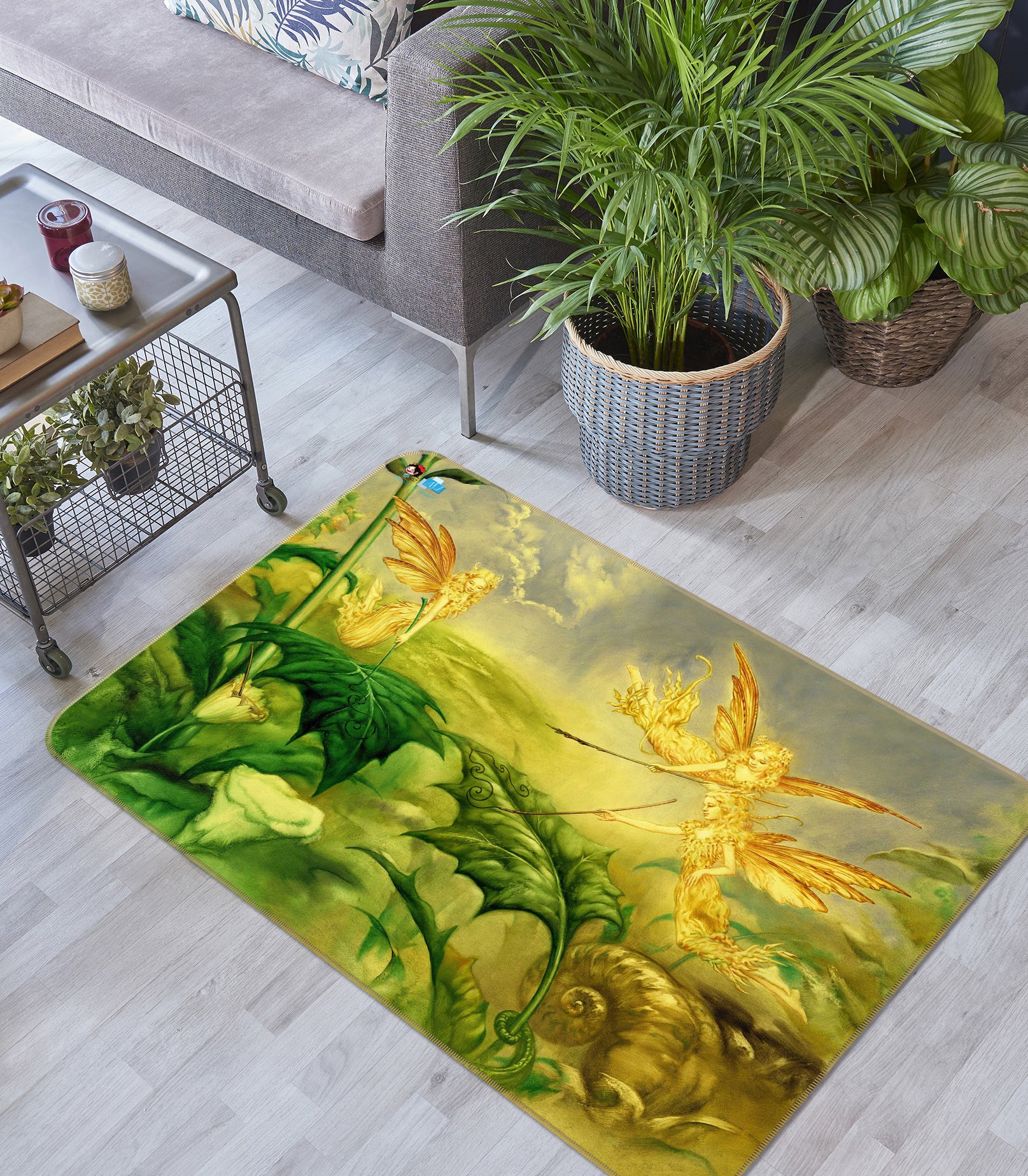 3D Leaf Flower Elf 5167 Ciruelo Rug Non Slip Rug Mat