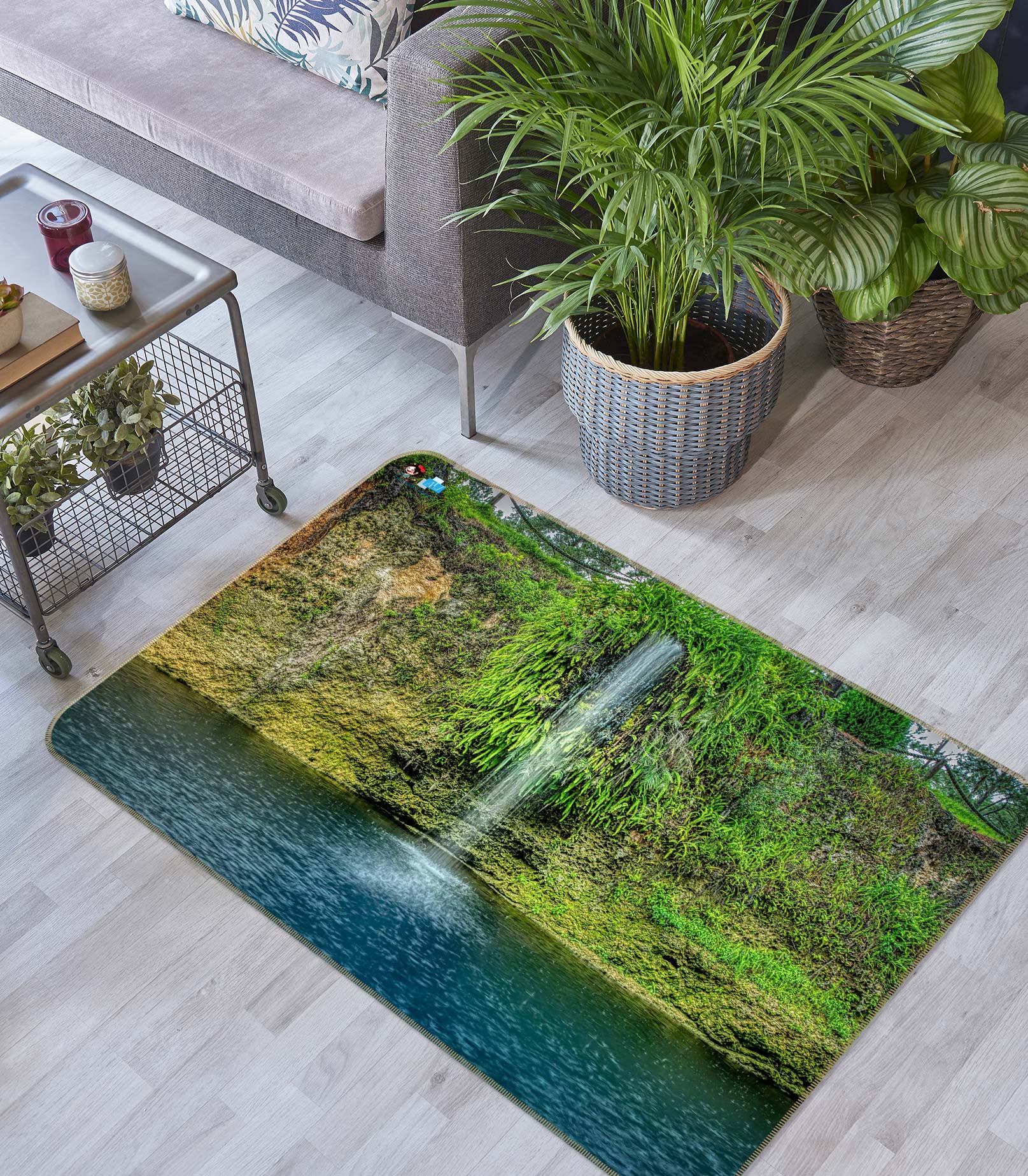 3D Waterfall Lake 5133 Beth Sheridan Rug Non Slip Rug Mat