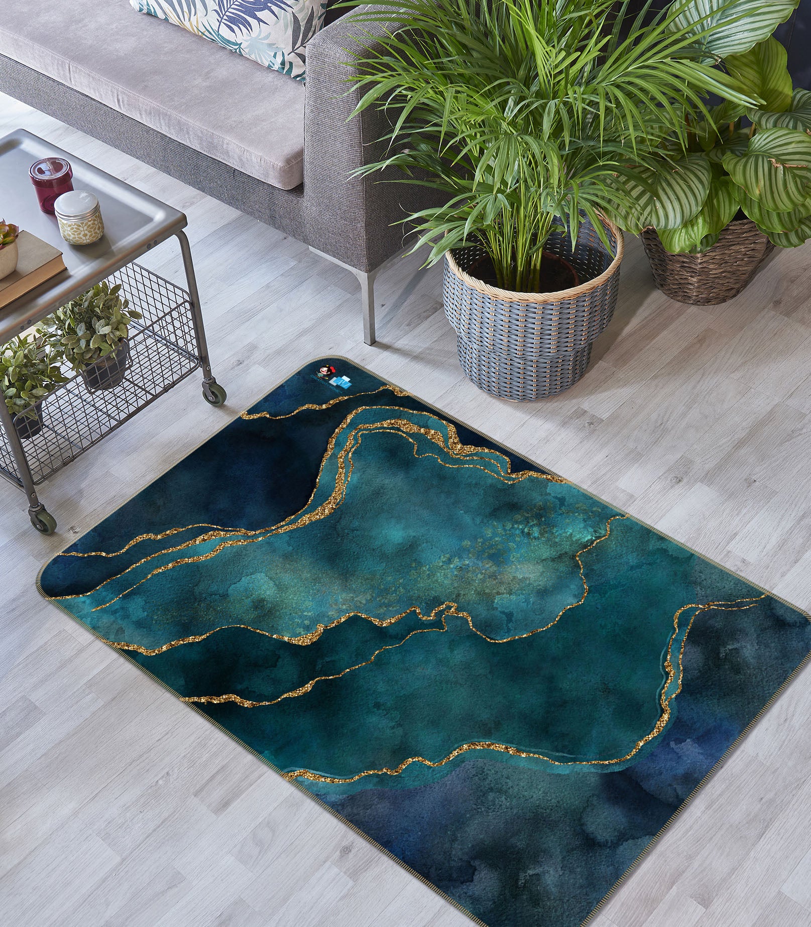 3D Dark Green Texture 83026 Andrea haase Rug Non Slip Rug Mat