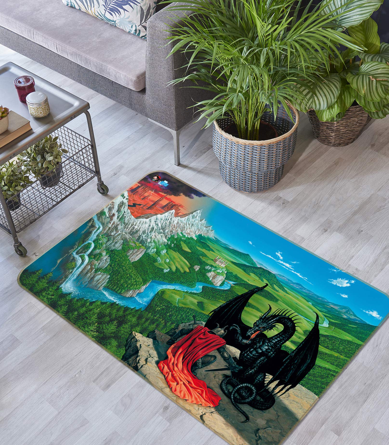 3D Landscape Dragon 5147 Ciruelo Rug Non Slip Rug Mat