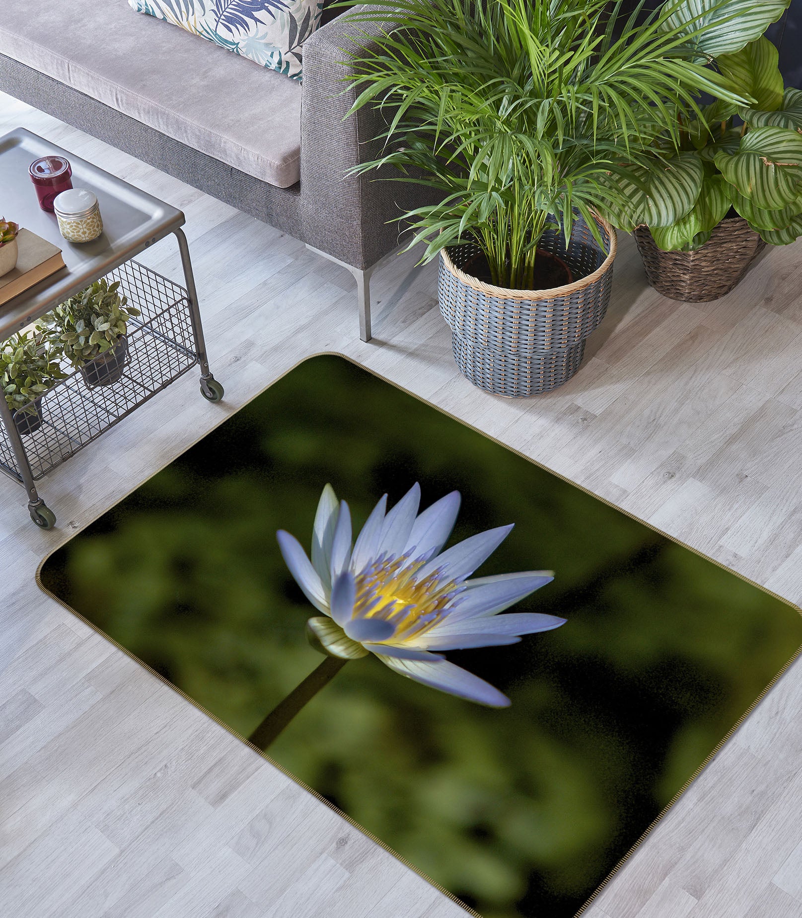 3D Lavendar Water Lily 84067 Kathy Barefield Rug Non Slip Rug Mat