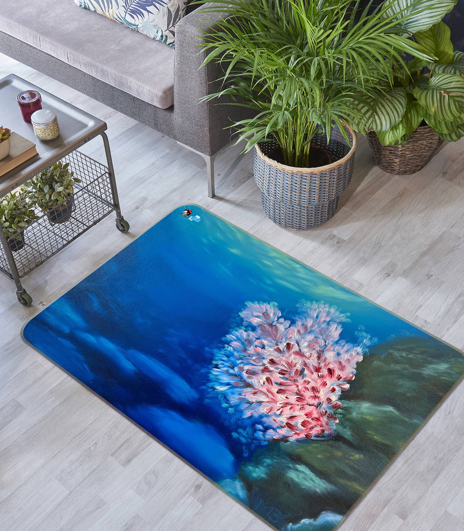 3D Seabed Pink Coral 9706 Marina Zotova Rug Non Slip Rug Mat