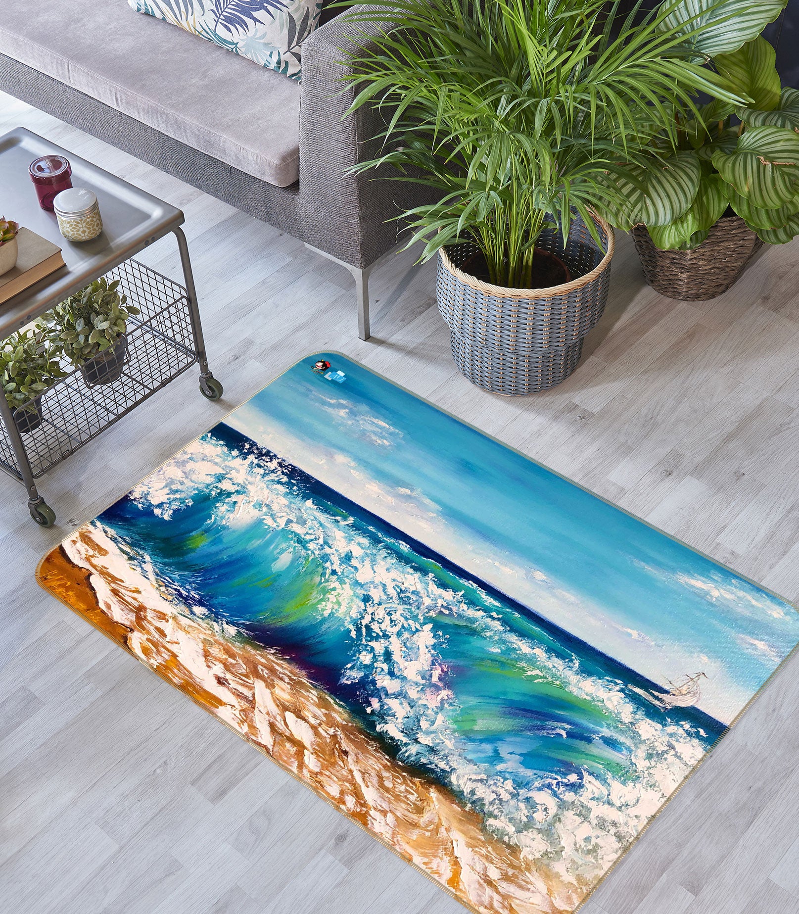 3D Painted Waves 1132 Skromova Marina Rug Non Slip Rug Mat