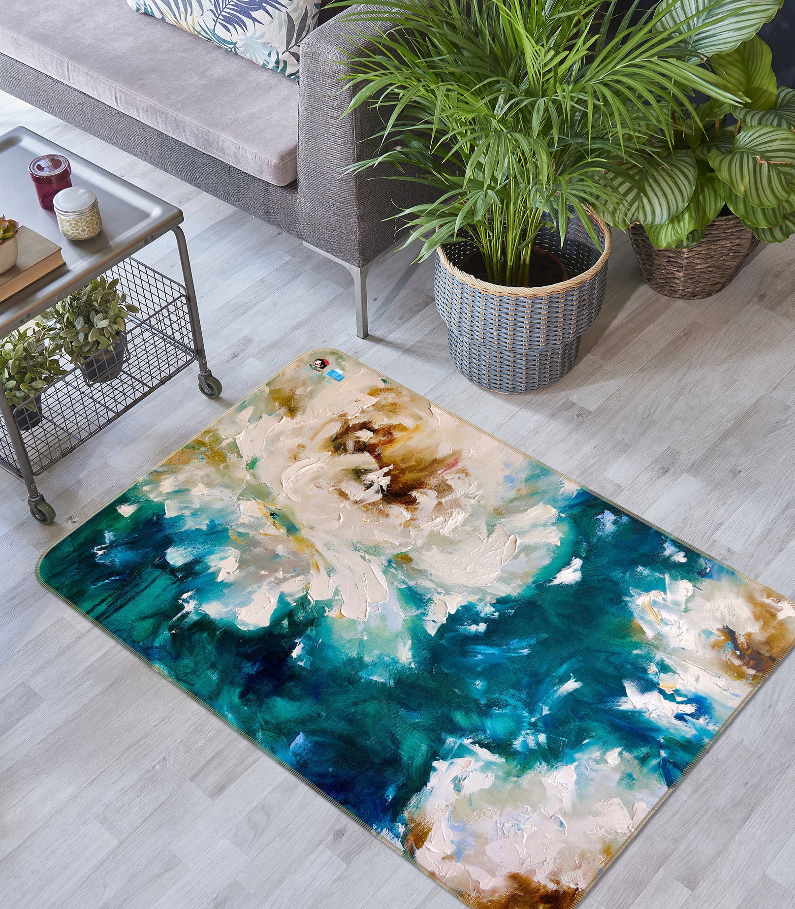 3D Paint Flower 1245 Skromova Marina Rug Non Slip Rug Mat