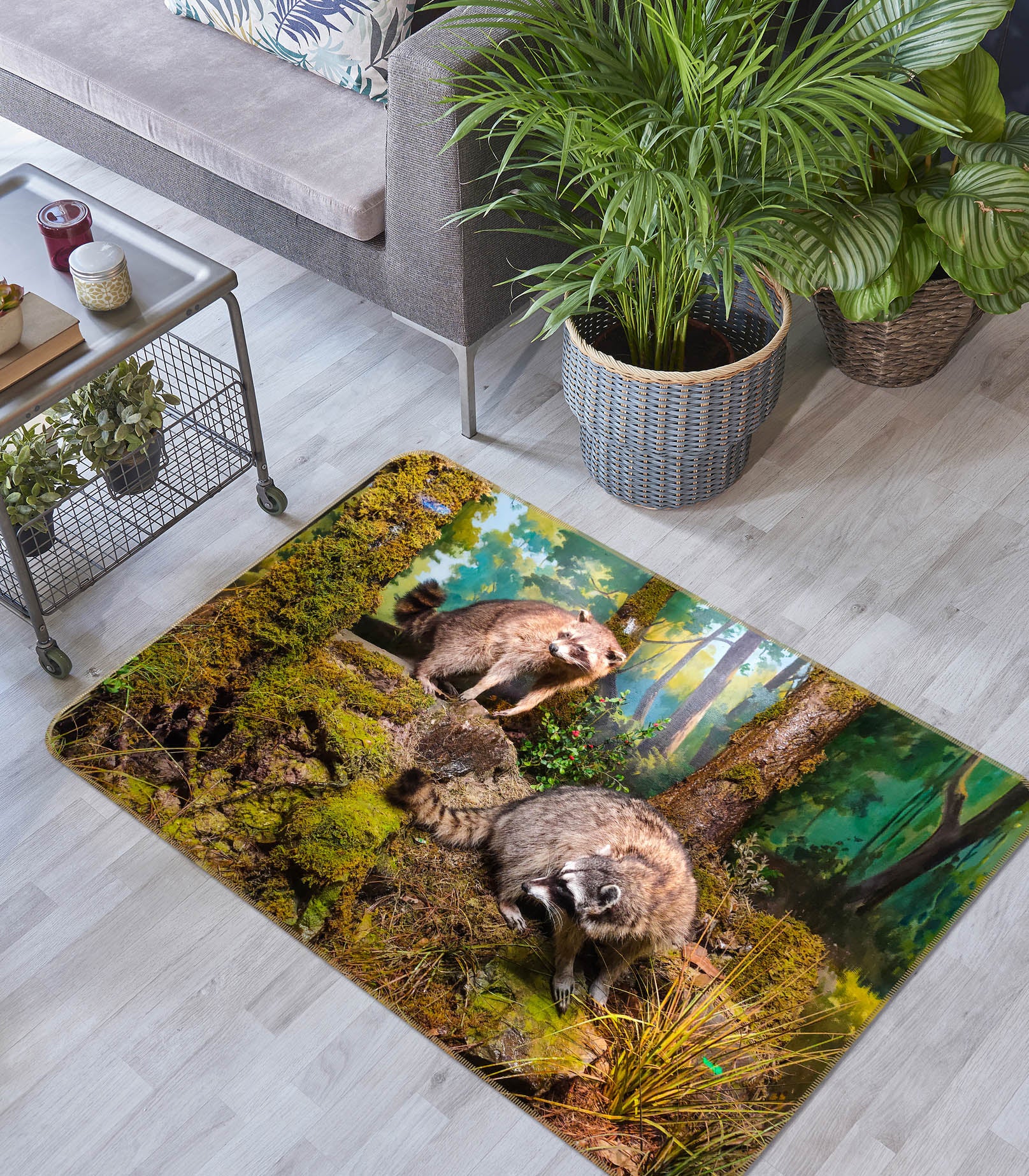 3D Forest Raccoon 68221 Animal Non Slip Rug Mat