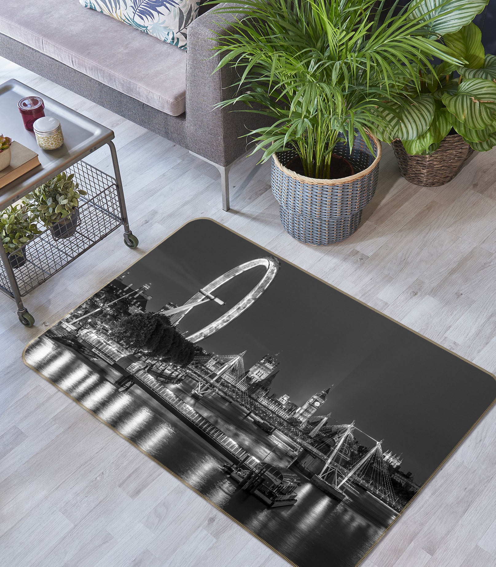 3D Black Gray Building 83228 Assaf Frank Rug Non Slip Rug Mat