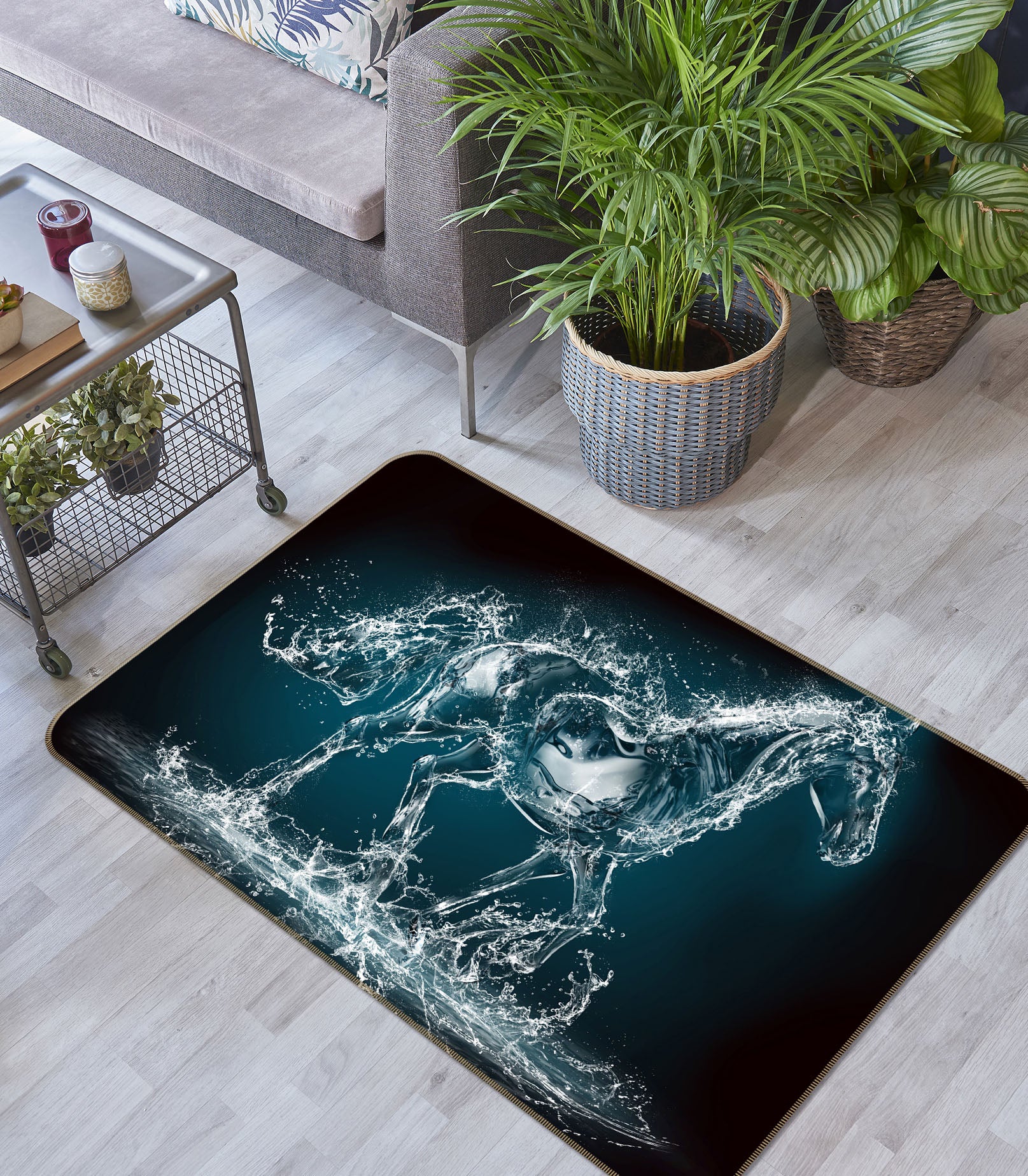 3D Water Horse 68237 Animal Non Slip Rug Mat