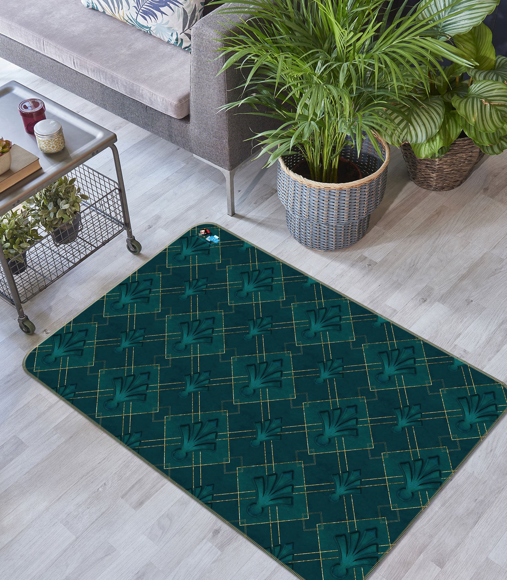 3D Dark Green Pattern 83008 Andrea haase Rug Non Slip Rug Mat