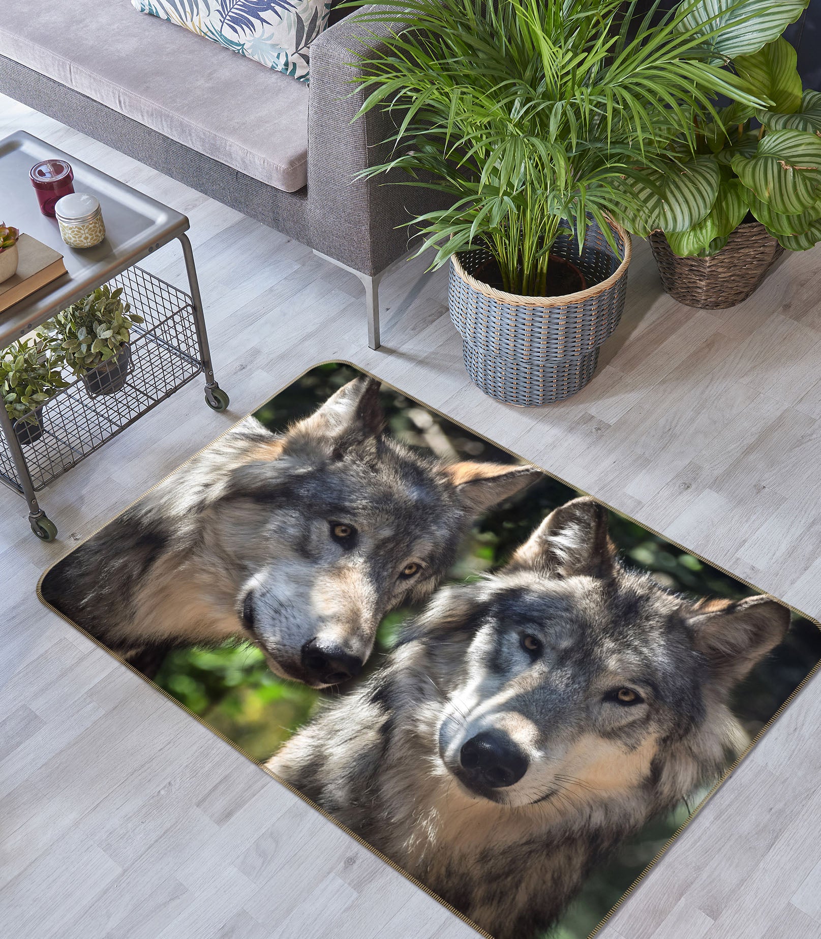 3D Two Wolves 69034 Animal Non Slip Rug Mat