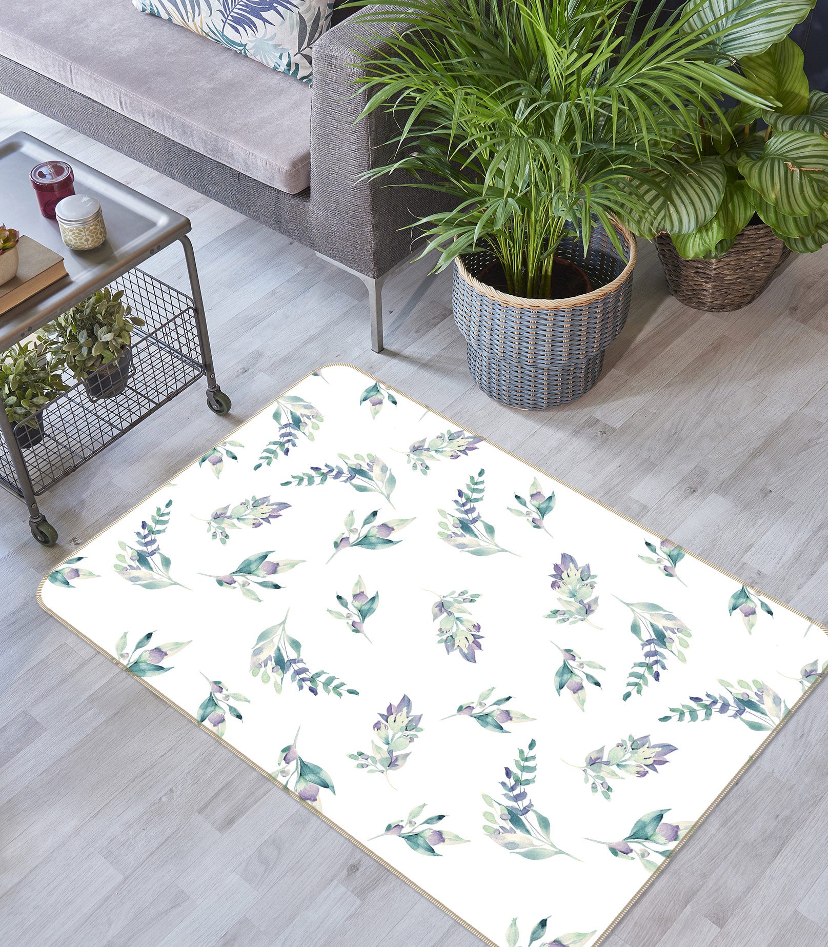 3D Purple Flower 025 Uta Naumann Rug Non Slip Rug Mat