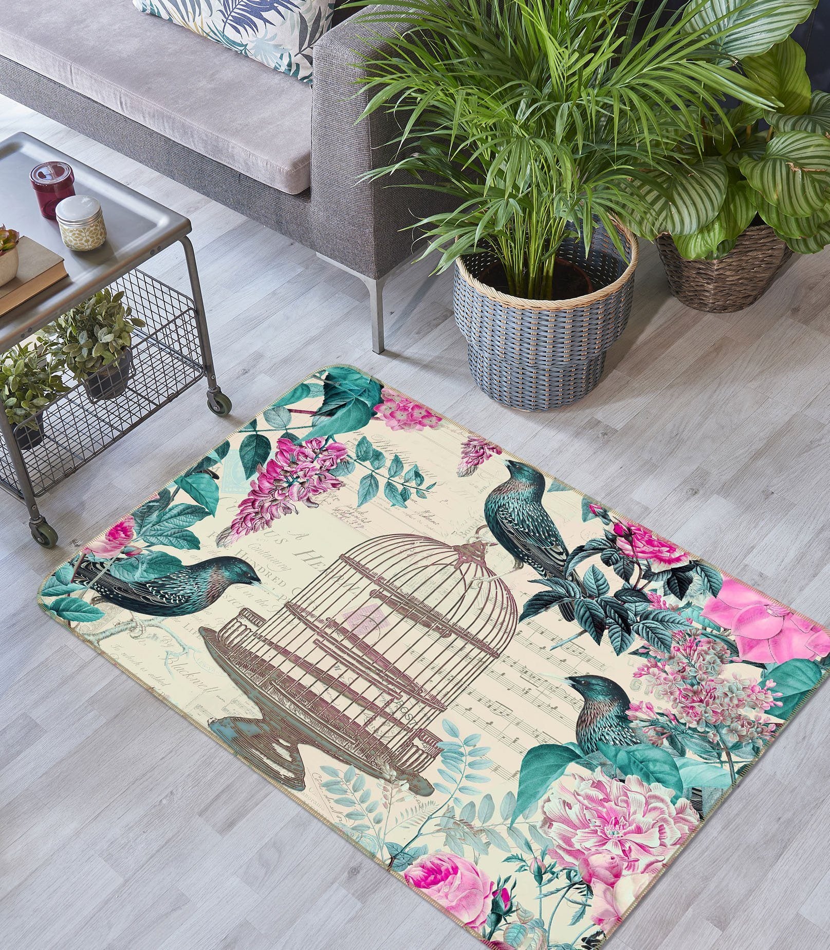 3D Bird Cage 1004 Andrea haase Rug Non Slip Rug Mat Mat AJ Creativity Home 