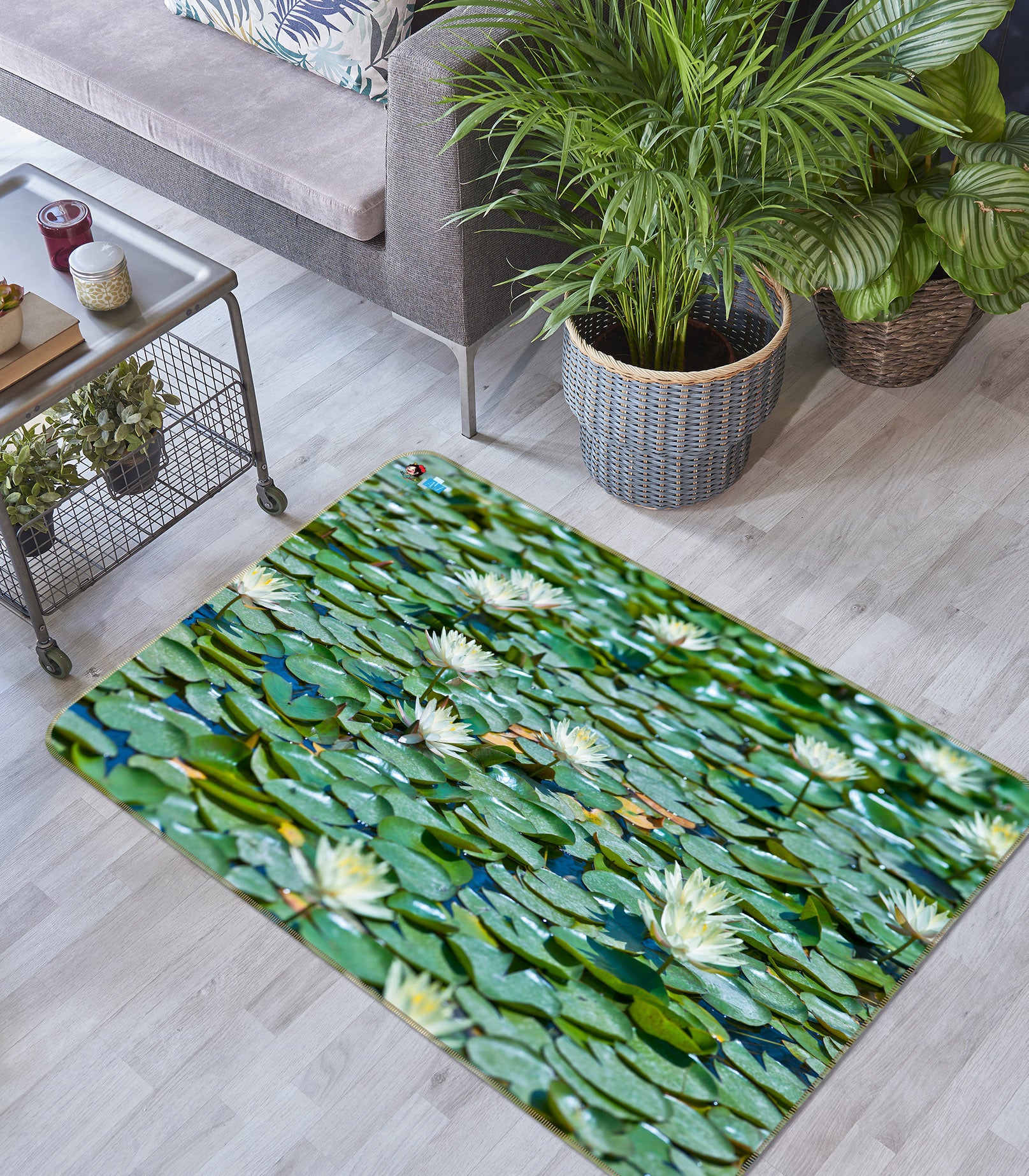 3D Pond Water Lily 6710 Assaf Frank Rug Non Slip Rug Mat