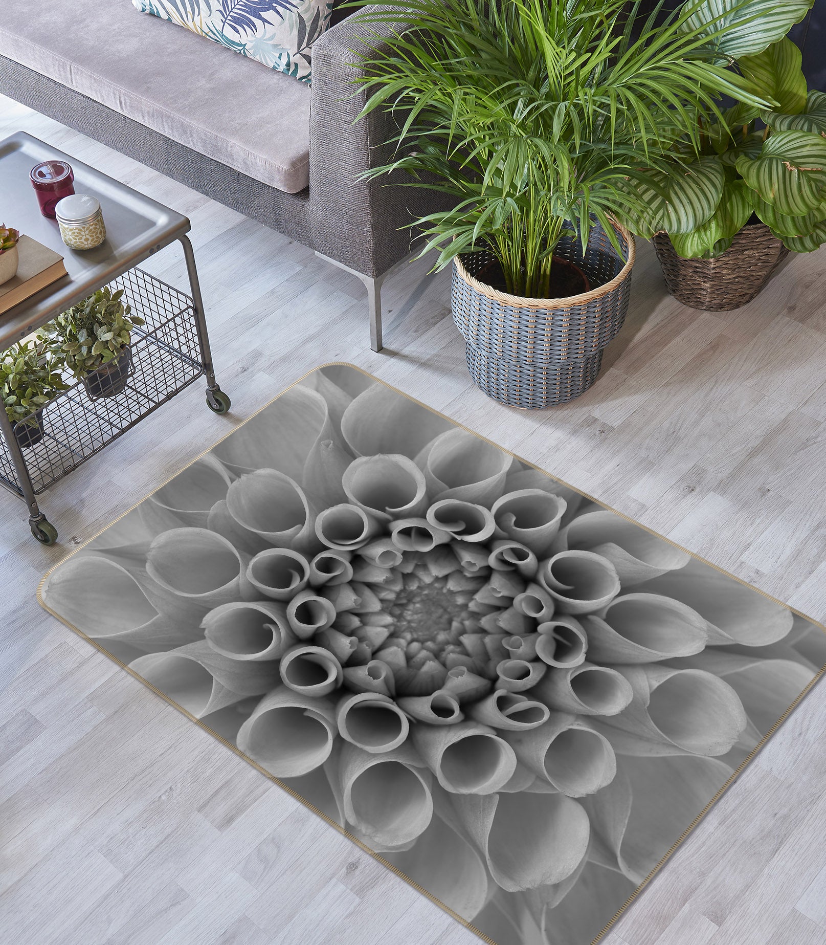 3D Black Ash Flowers 83186 Assaf Frank Rug Non Slip Rug Mat