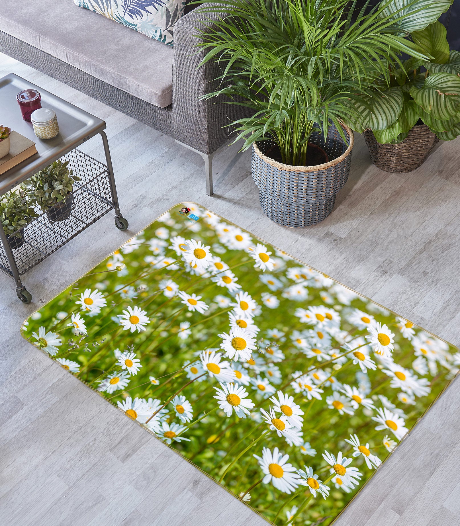 3D White Daisy 6862 Assaf Frank Rug Non Slip Rug Mat