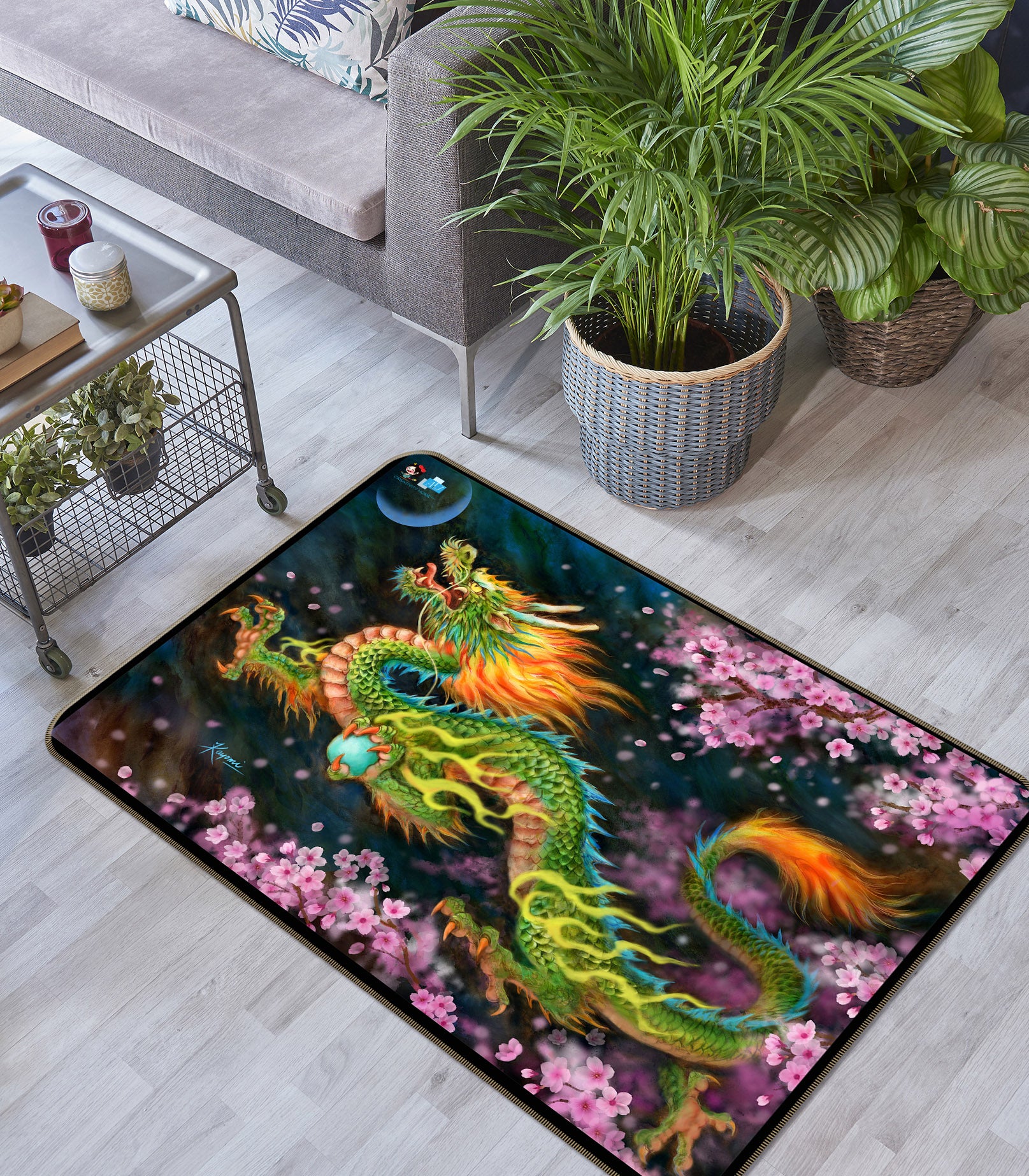 3D Peach Blossom Dragon 5720 Kayomi Harai Rug Non Slip Rug Mat