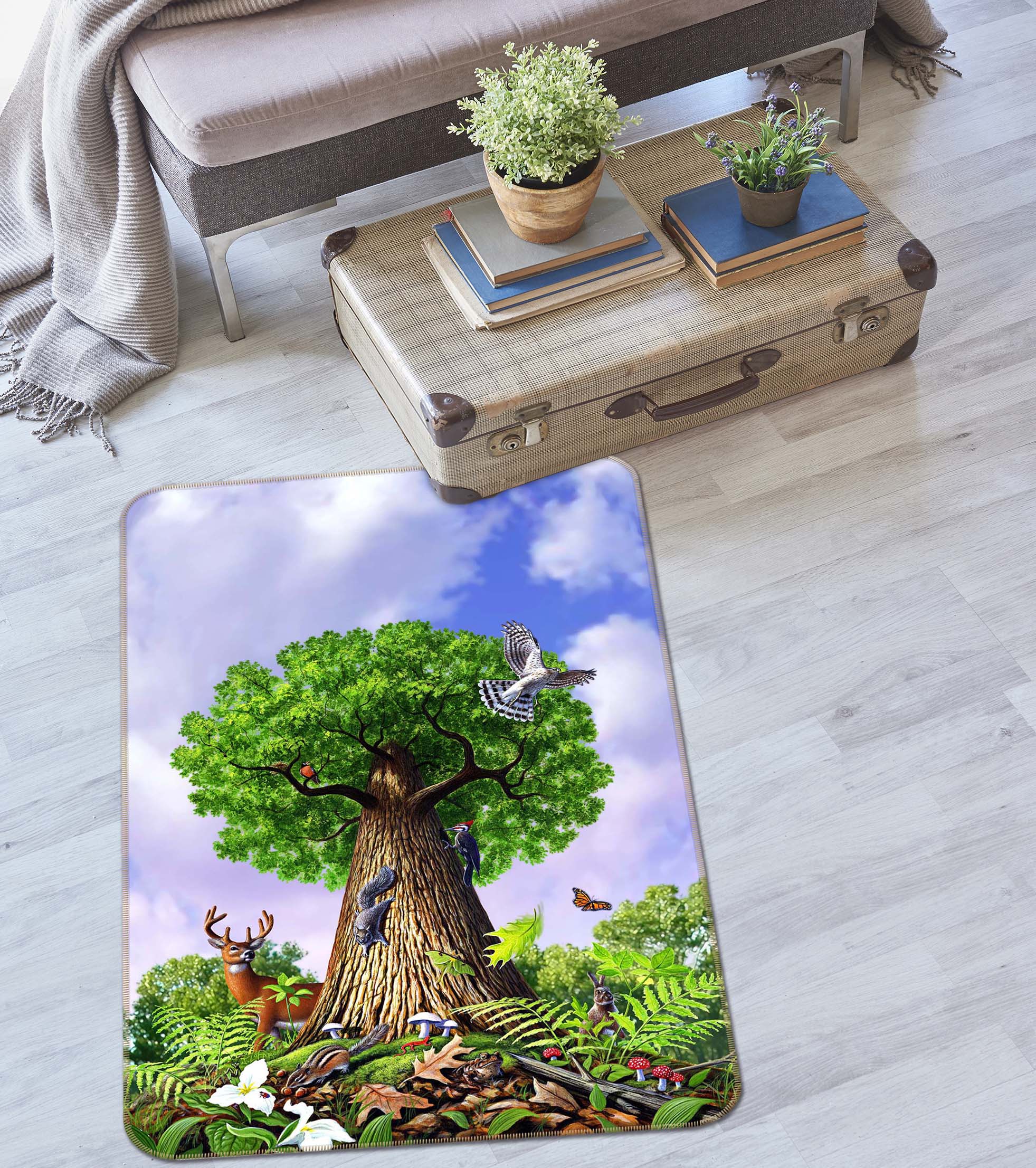 3D Trees Animal 83092 Jerry LoFaro Rug Non Slip Rug Mat