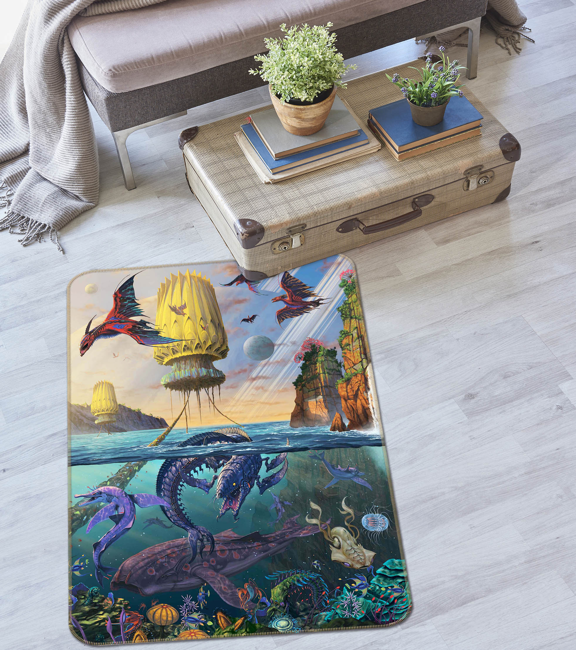 3D Submarine Dragon Fish 84214 Vincent Hie Rug Non Slip Rug Mat